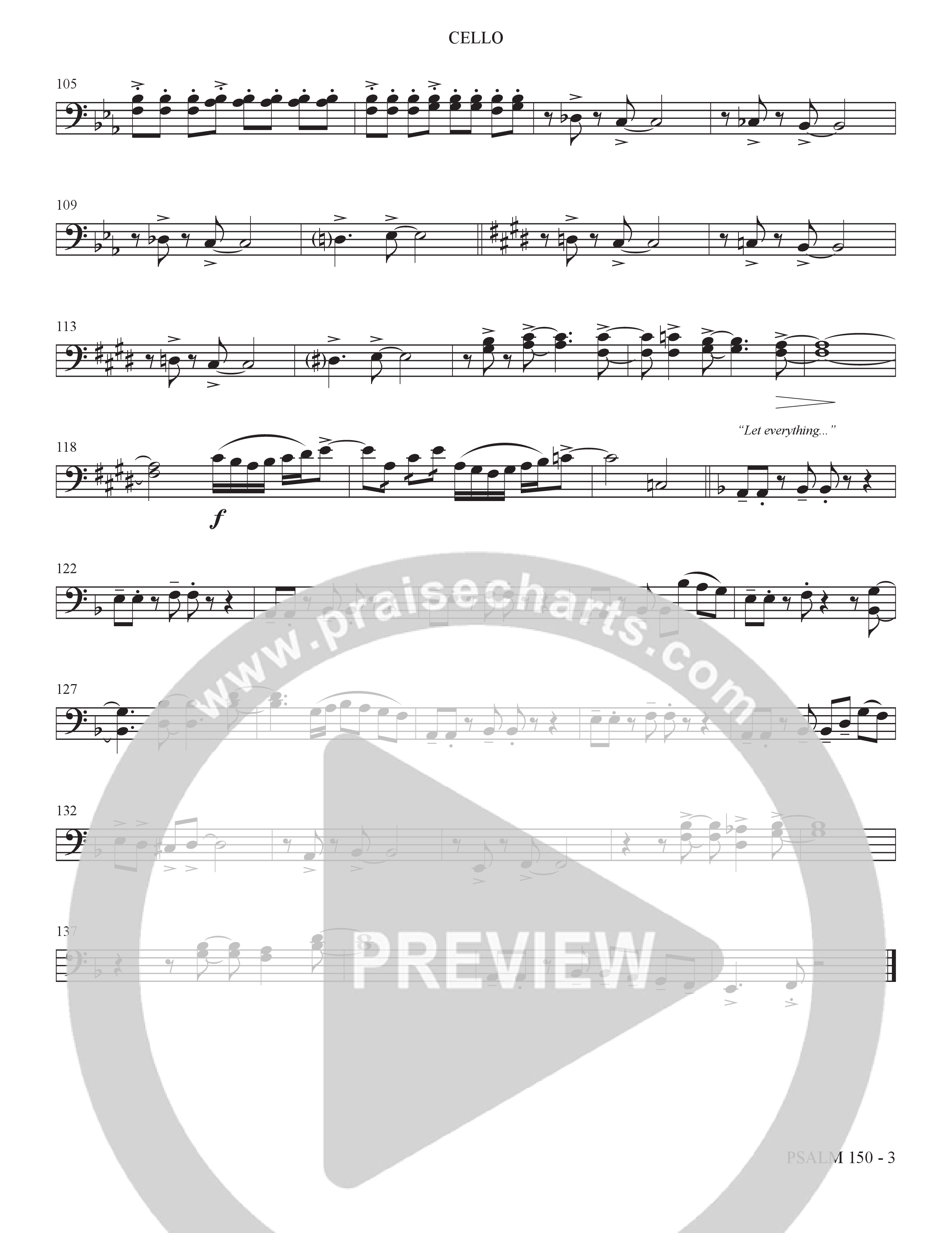 Psalm 150 (Choral Anthem SATB) Cello (The Brooklyn Tabernacle Choir / Brandon Camphor / Arr. Carol Cymbala / Orch. Bradley Knight)