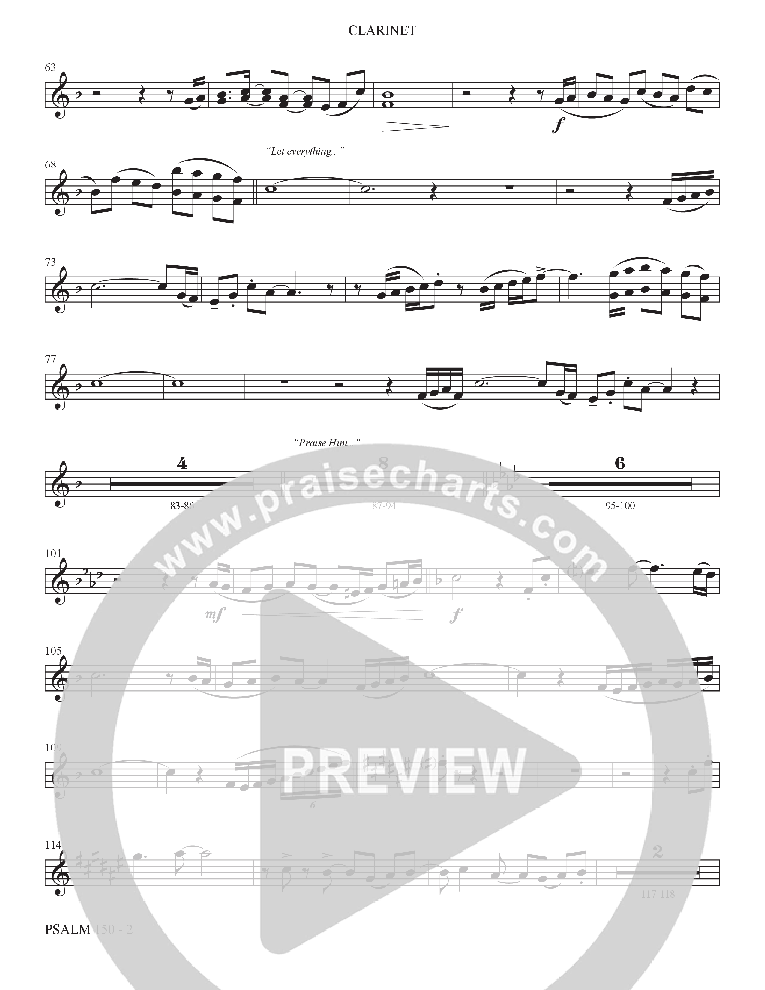 Psalm 150 (Choral Anthem SATB) Clarinet (The Brooklyn Tabernacle Choir / Brandon Camphor / Arr. Carol Cymbala / Orch. Bradley Knight)