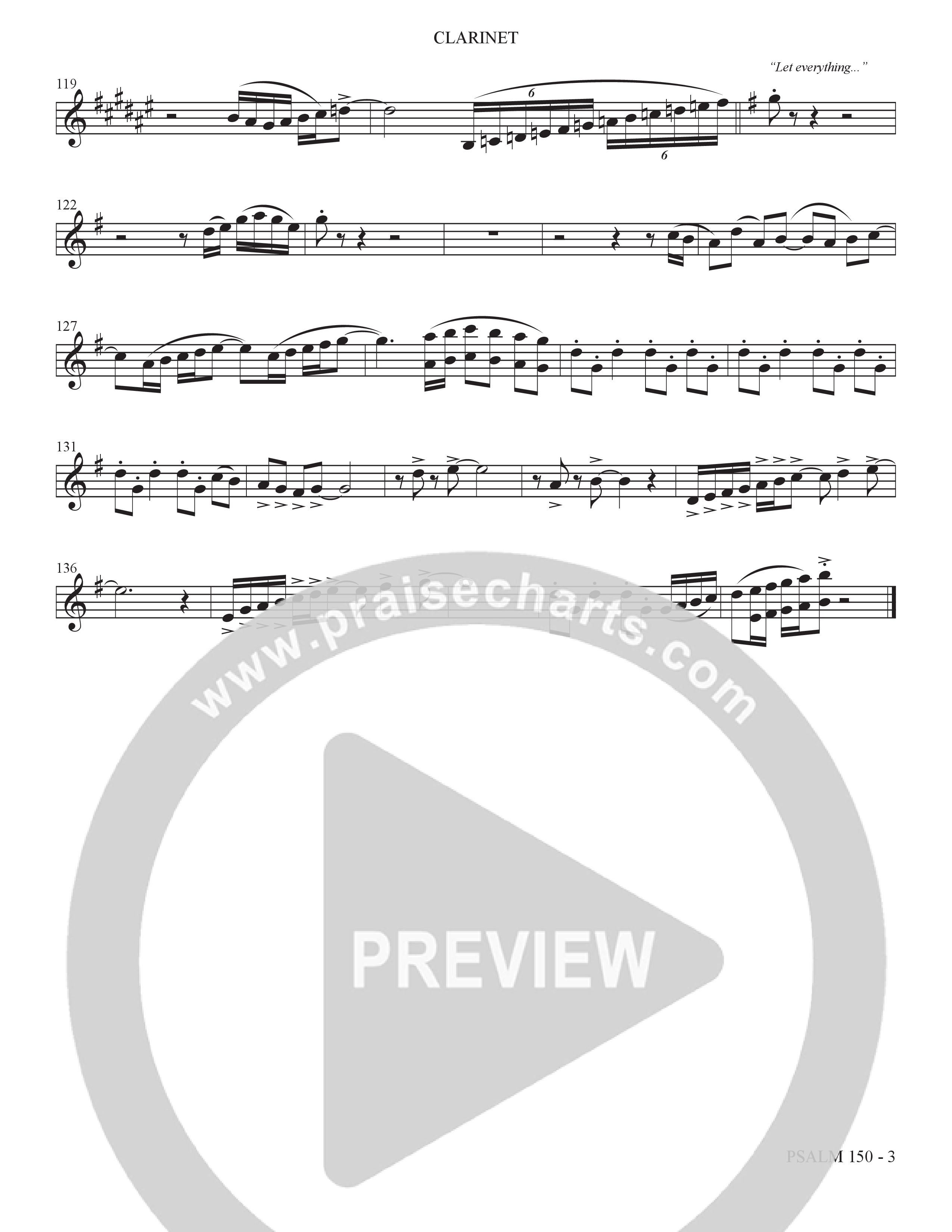 Psalm 150 (Choral Anthem SATB) Clarinet (The Brooklyn Tabernacle Choir / Brandon Camphor / Arr. Carol Cymbala / Orch. Bradley Knight)
