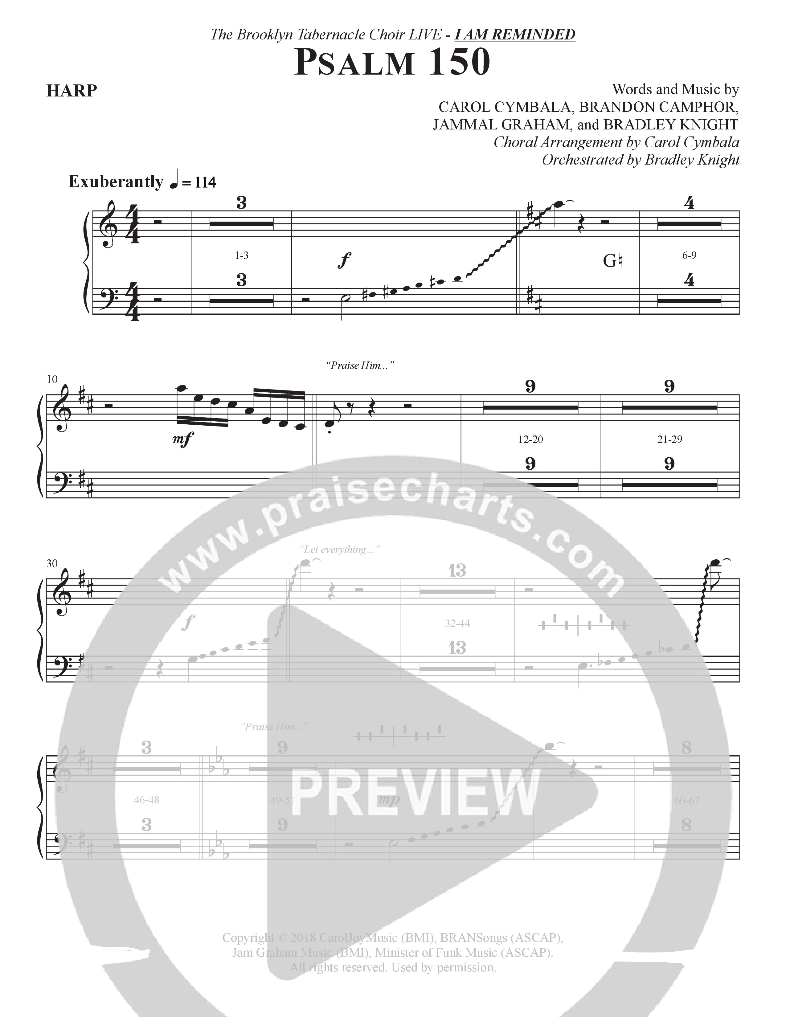 Psalm 150 (Choral Anthem SATB) Harp (The Brooklyn Tabernacle Choir / Brandon Camphor / Arr. Carol Cymbala / Orch. Bradley Knight)