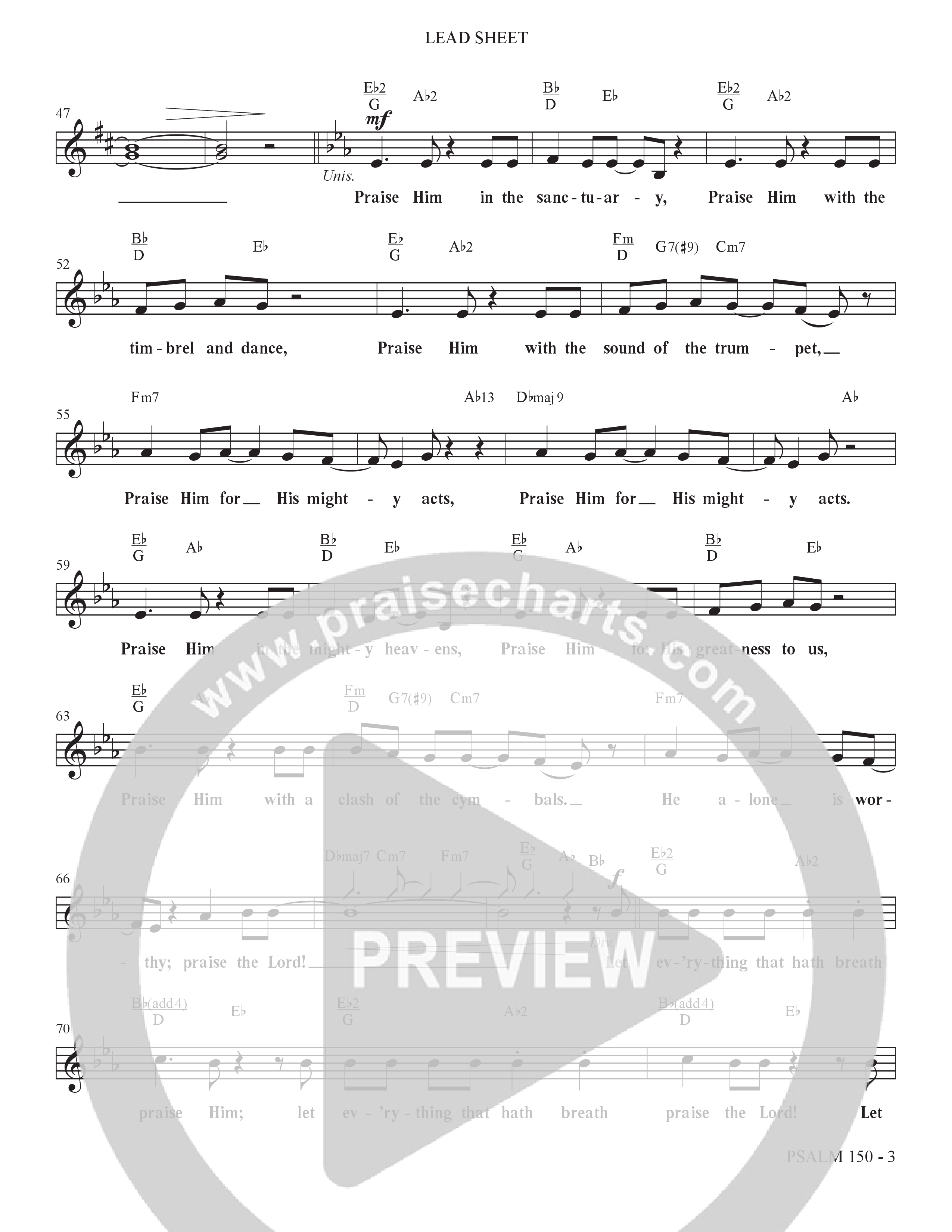 Psalm 150 (Choral Anthem SATB) Lead Sheet (Melody) (The Brooklyn Tabernacle Choir / Brandon Camphor / Arr. Carol Cymbala / Orch. Bradley Knight)