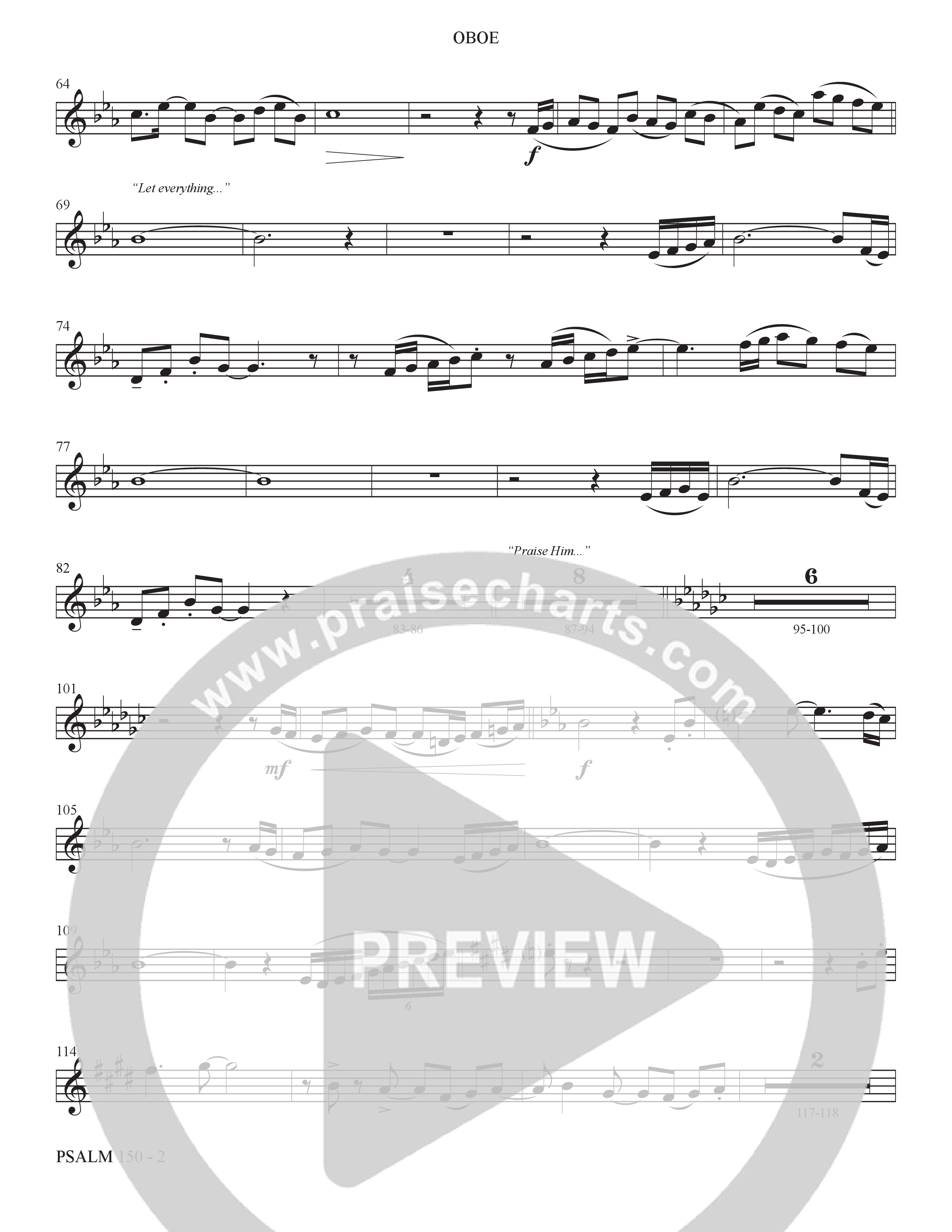 Psalm 150 (Choral Anthem SATB) Oboe (The Brooklyn Tabernacle Choir / Brandon Camphor / Arr. Carol Cymbala / Orch. Bradley Knight)