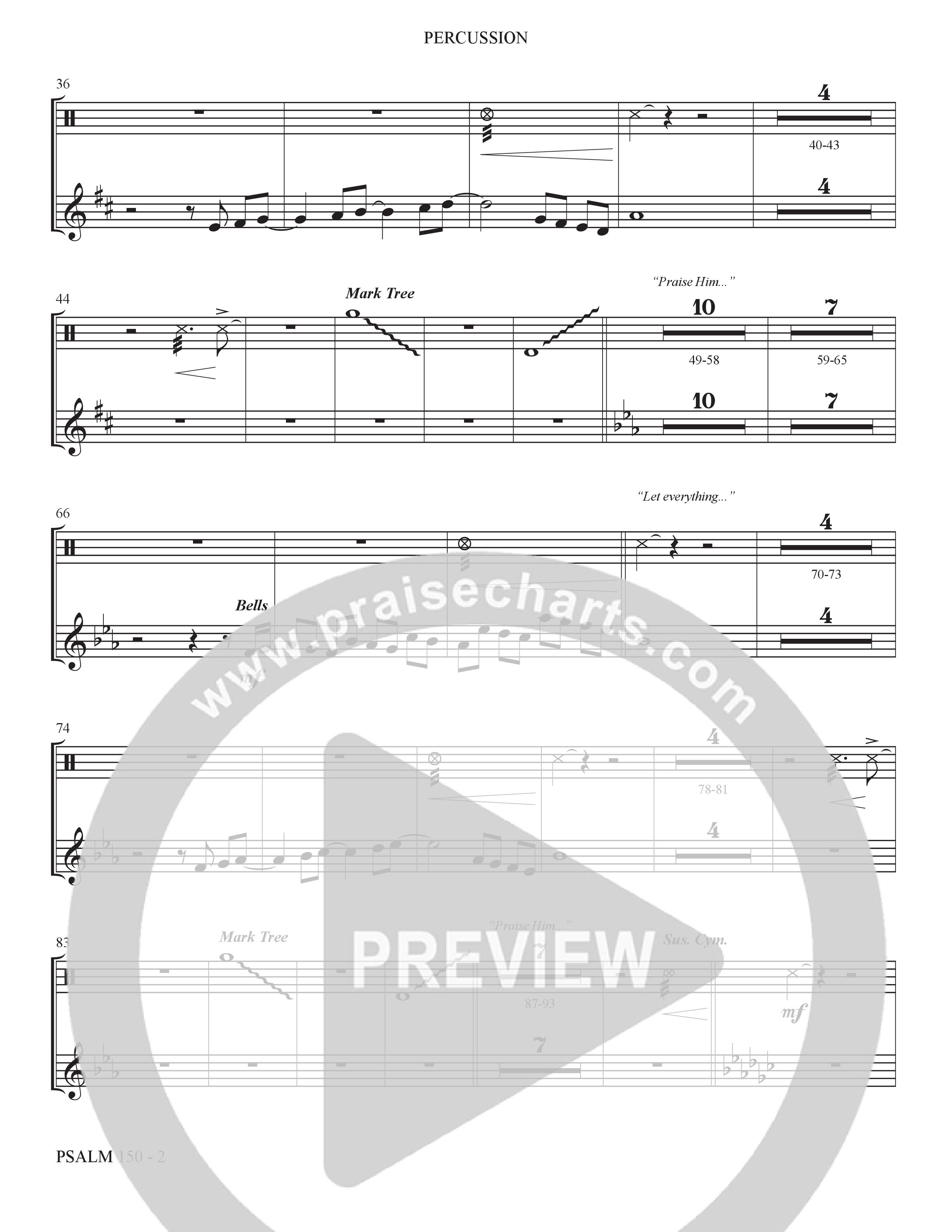 Psalm 150 (Choral Anthem SATB) Percussion (The Brooklyn Tabernacle Choir / Brandon Camphor / Arr. Carol Cymbala / Orch. Bradley Knight)