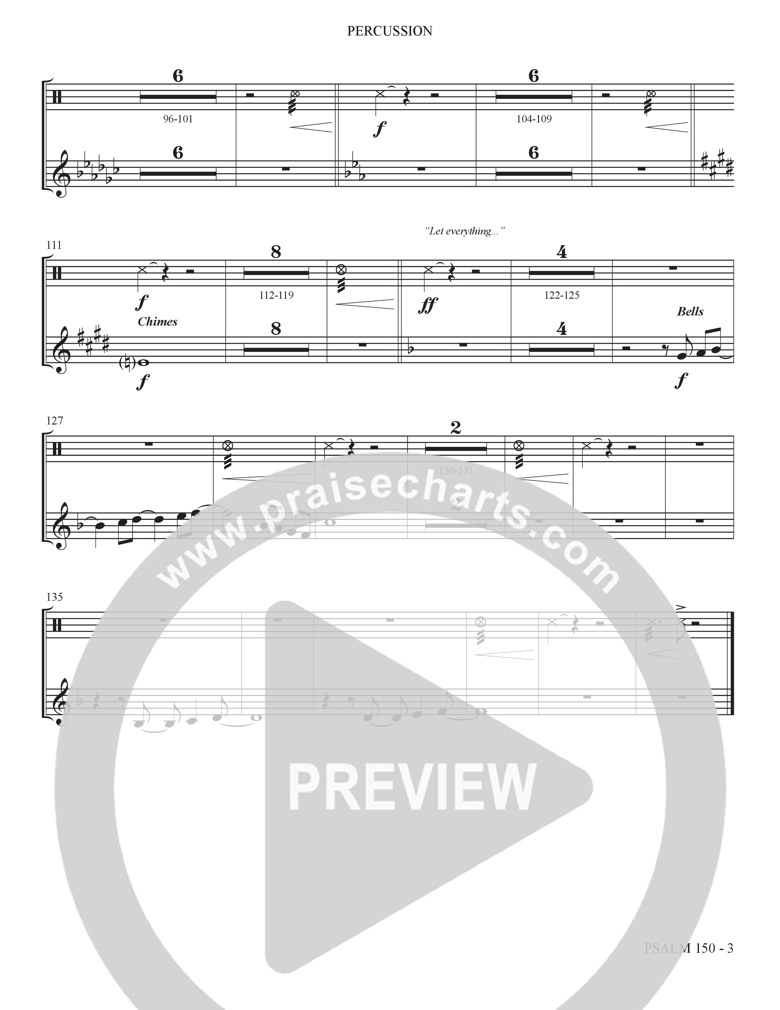 Psalm 150 (Choral Anthem SATB) Percussion (The Brooklyn Tabernacle Choir / Brandon Camphor / Arr. Carol Cymbala / Orch. Bradley Knight)