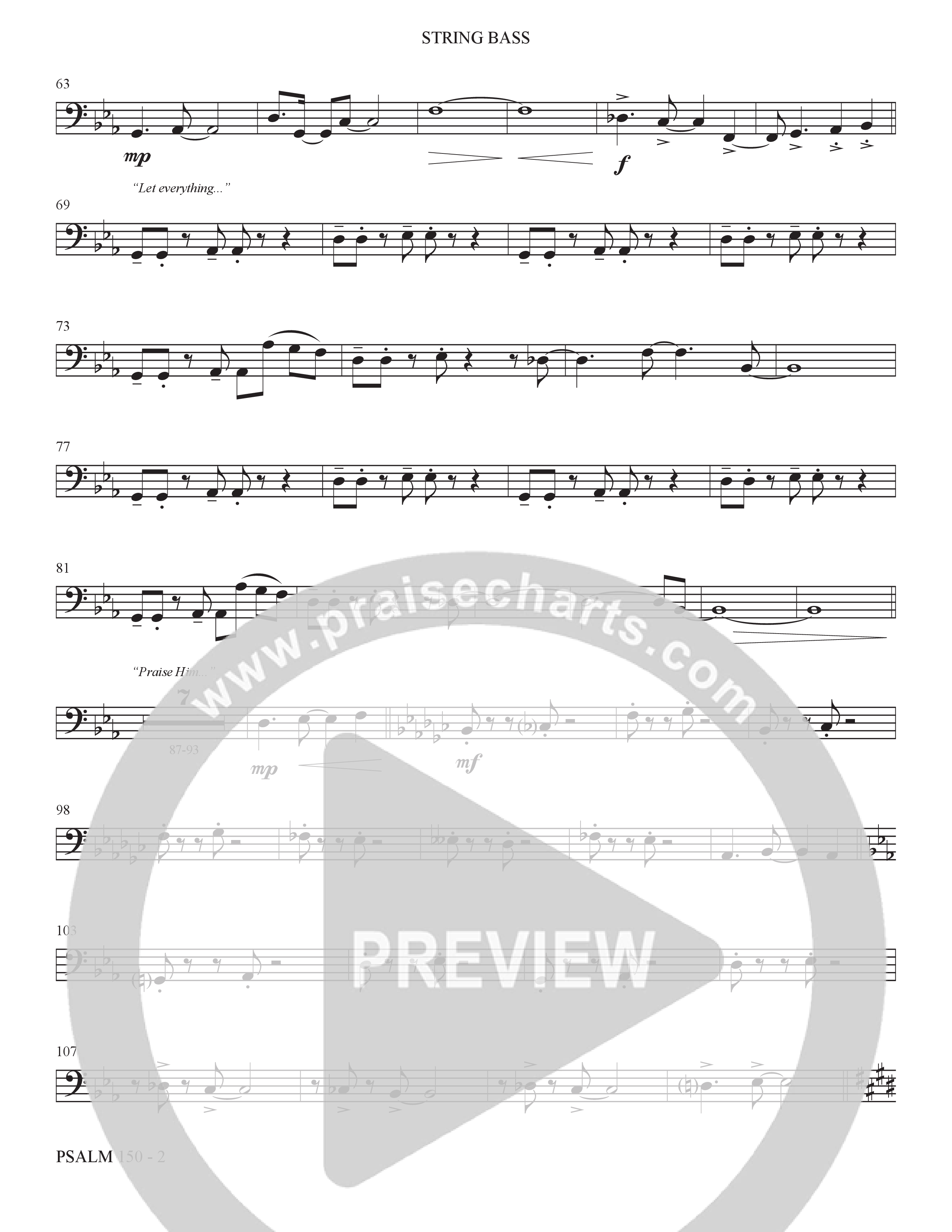 Psalm 150 (Choral Anthem SATB) String Bass (The Brooklyn Tabernacle Choir / Brandon Camphor / Arr. Carol Cymbala / Orch. Bradley Knight)