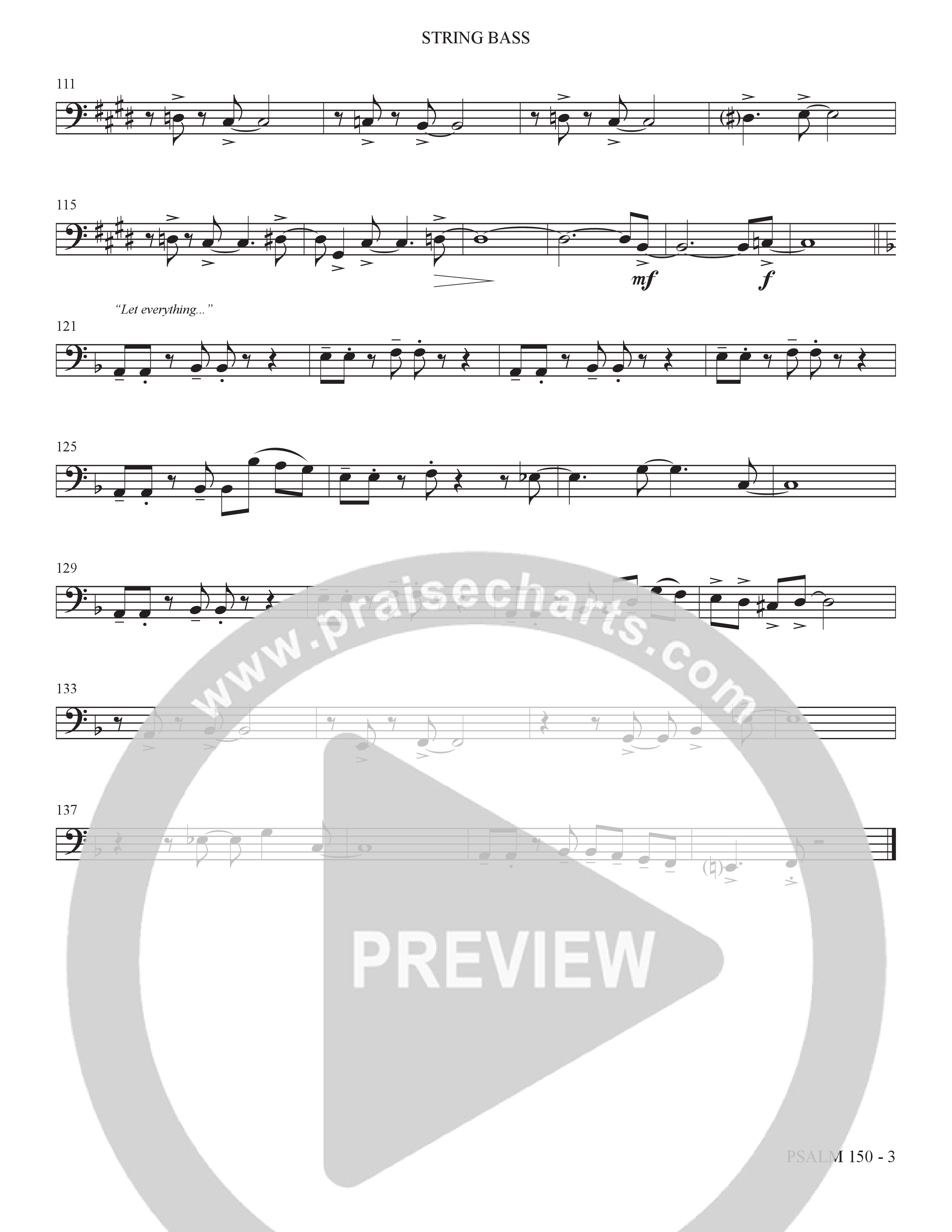 Psalm 150 (Choral Anthem SATB) String Bass (The Brooklyn Tabernacle Choir / Brandon Camphor / Arr. Carol Cymbala / Orch. Bradley Knight)