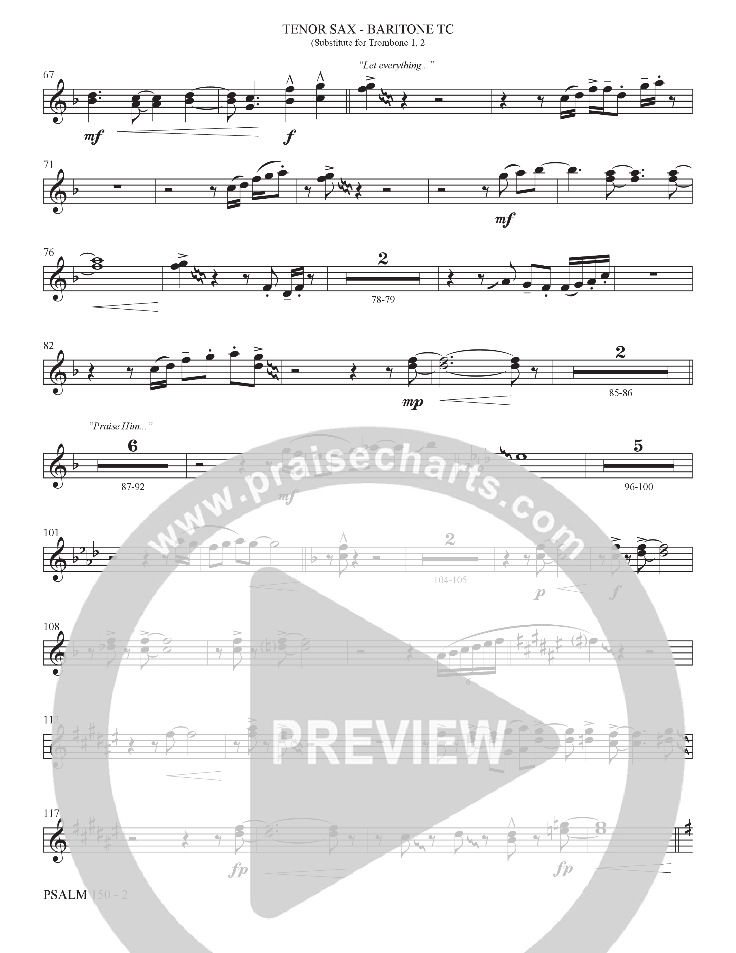 Psalm 150 (Choral Anthem SATB) Tenor Sax/Baritone T.C. (The Brooklyn Tabernacle Choir / Brandon Camphor / Arr. Carol Cymbala / Orch. Bradley Knight)