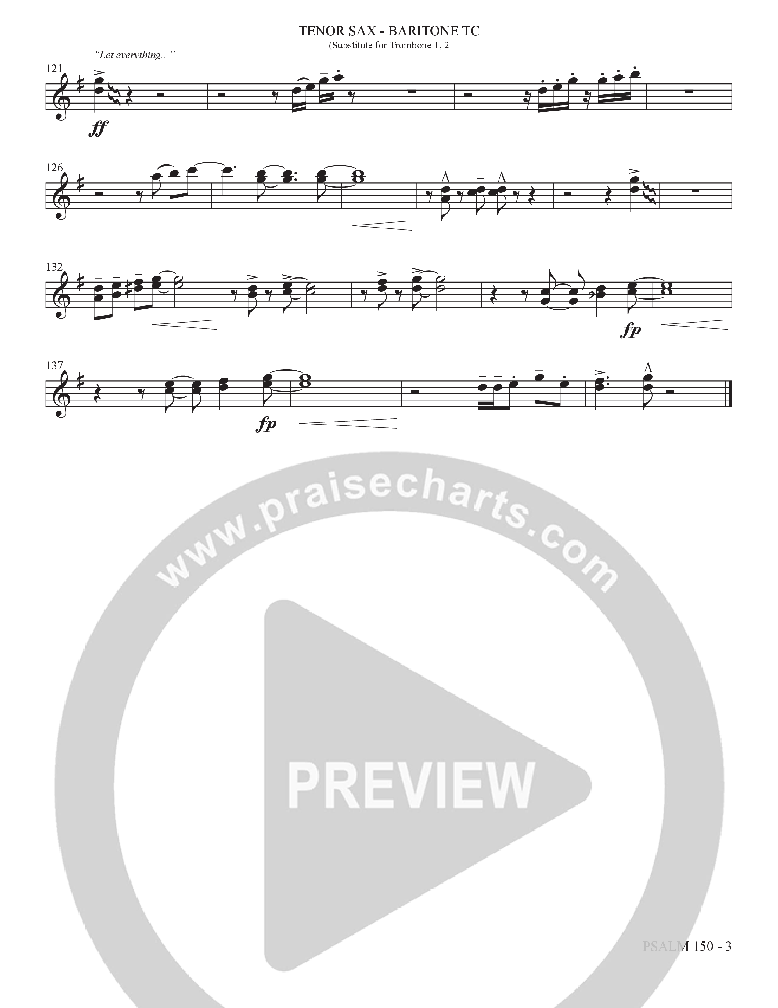 Psalm 150 (Choral Anthem SATB) Tenor Sax/Baritone T.C. (The Brooklyn Tabernacle Choir / Brandon Camphor / Arr. Carol Cymbala / Orch. Bradley Knight)
