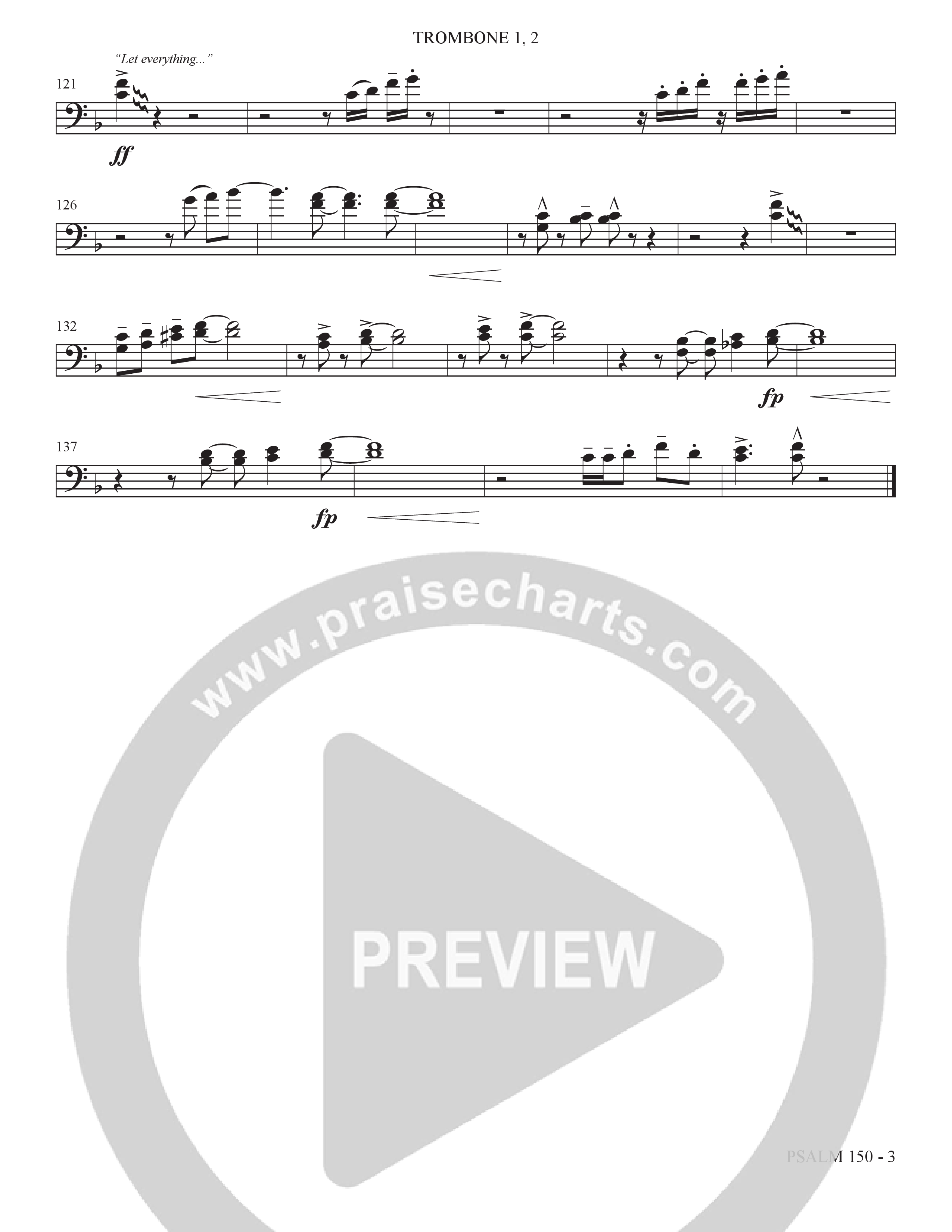Psalm 150 (Choral Anthem SATB) Trombone 1/2 (The Brooklyn Tabernacle Choir / Brandon Camphor / Arr. Carol Cymbala / Orch. Bradley Knight)