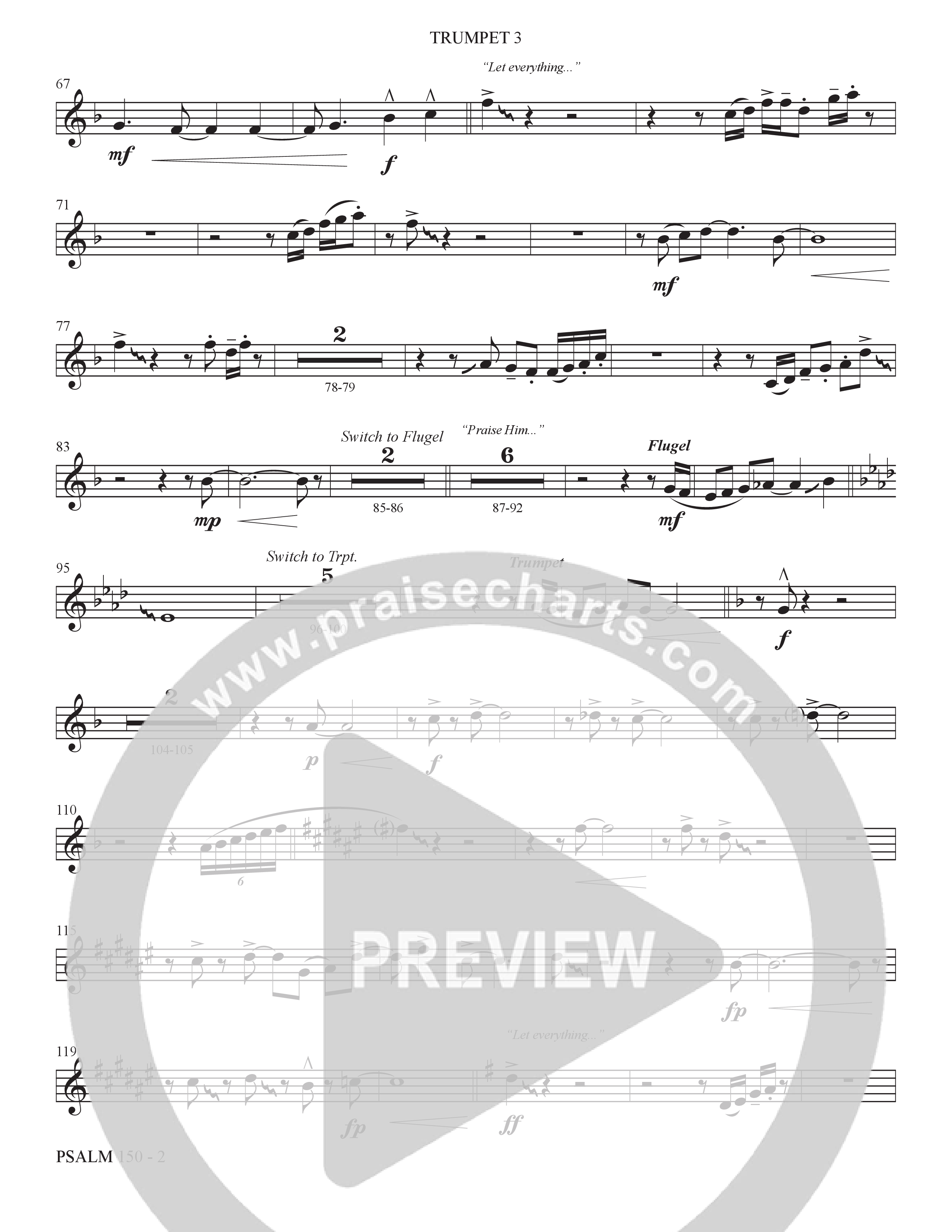 Psalm 150 (Choral Anthem SATB) Trumpet 3 (The Brooklyn Tabernacle Choir / Brandon Camphor / Arr. Carol Cymbala / Orch. Bradley Knight)