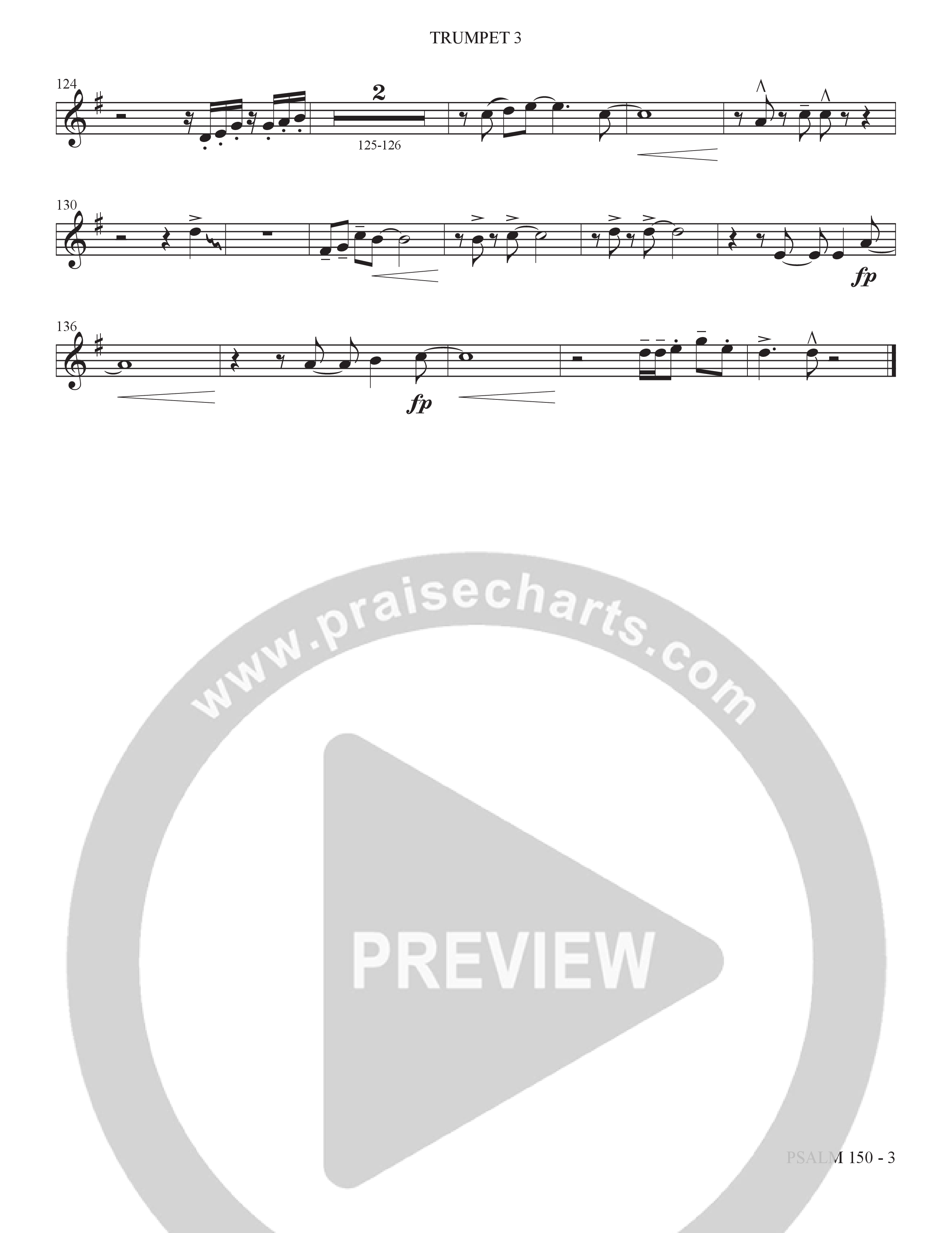 Psalm 150 (Choral Anthem SATB) Trumpet 3 (The Brooklyn Tabernacle Choir / Brandon Camphor / Arr. Carol Cymbala / Orch. Bradley Knight)