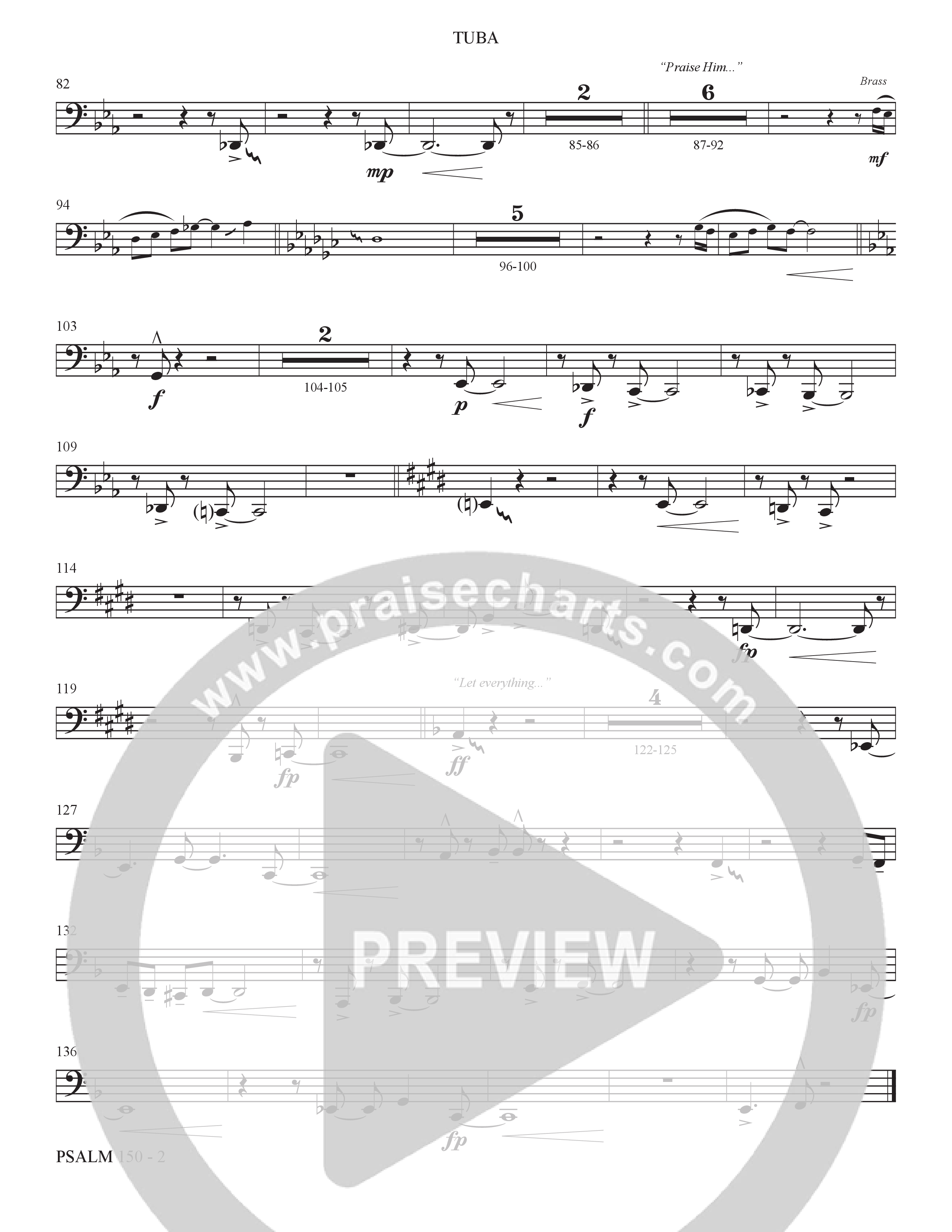 Psalm 150 (Choral Anthem SATB) Tuba (The Brooklyn Tabernacle Choir / Brandon Camphor / Arr. Carol Cymbala / Orch. Bradley Knight)