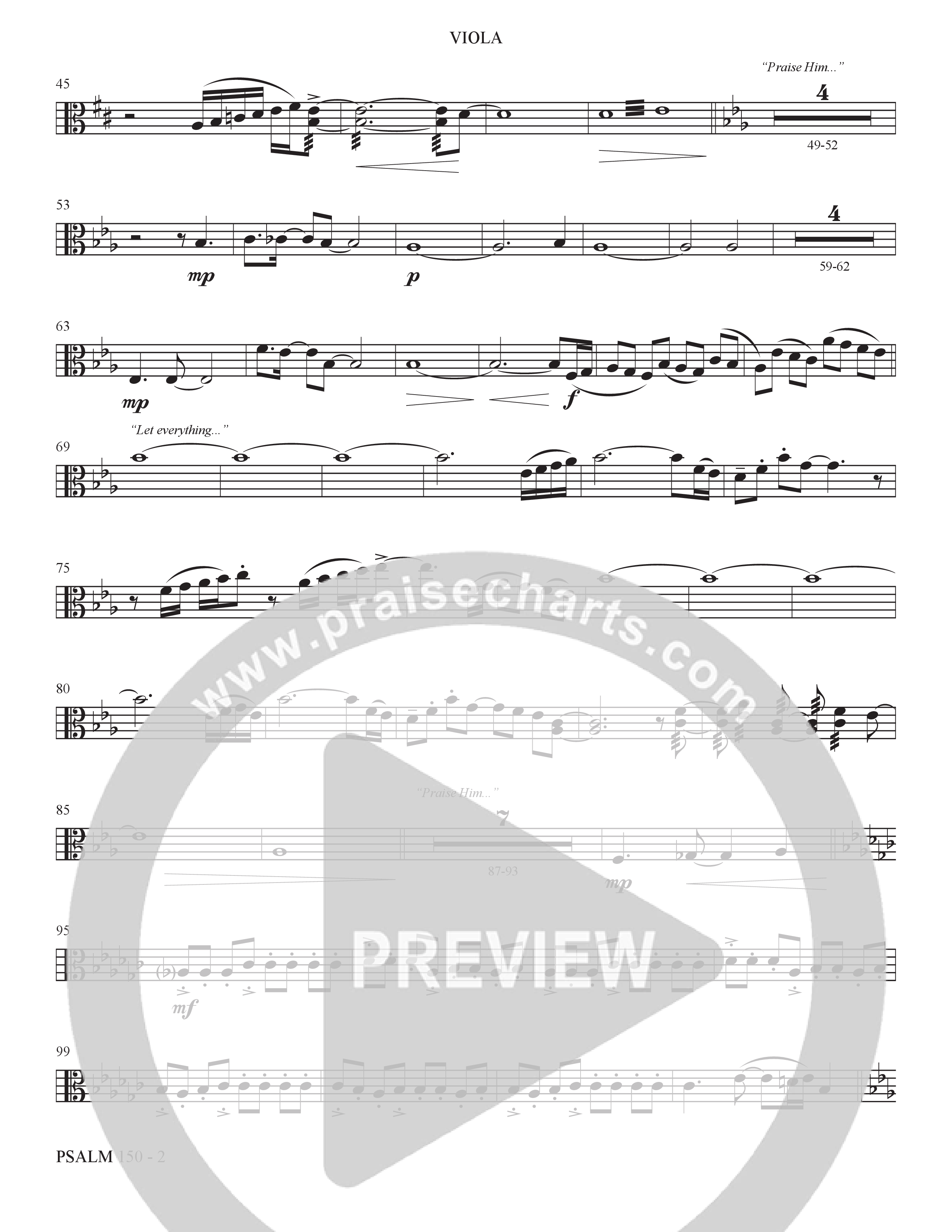 Psalm 150 (Choral Anthem SATB) Viola (The Brooklyn Tabernacle Choir / Brandon Camphor / Arr. Carol Cymbala / Orch. Bradley Knight)