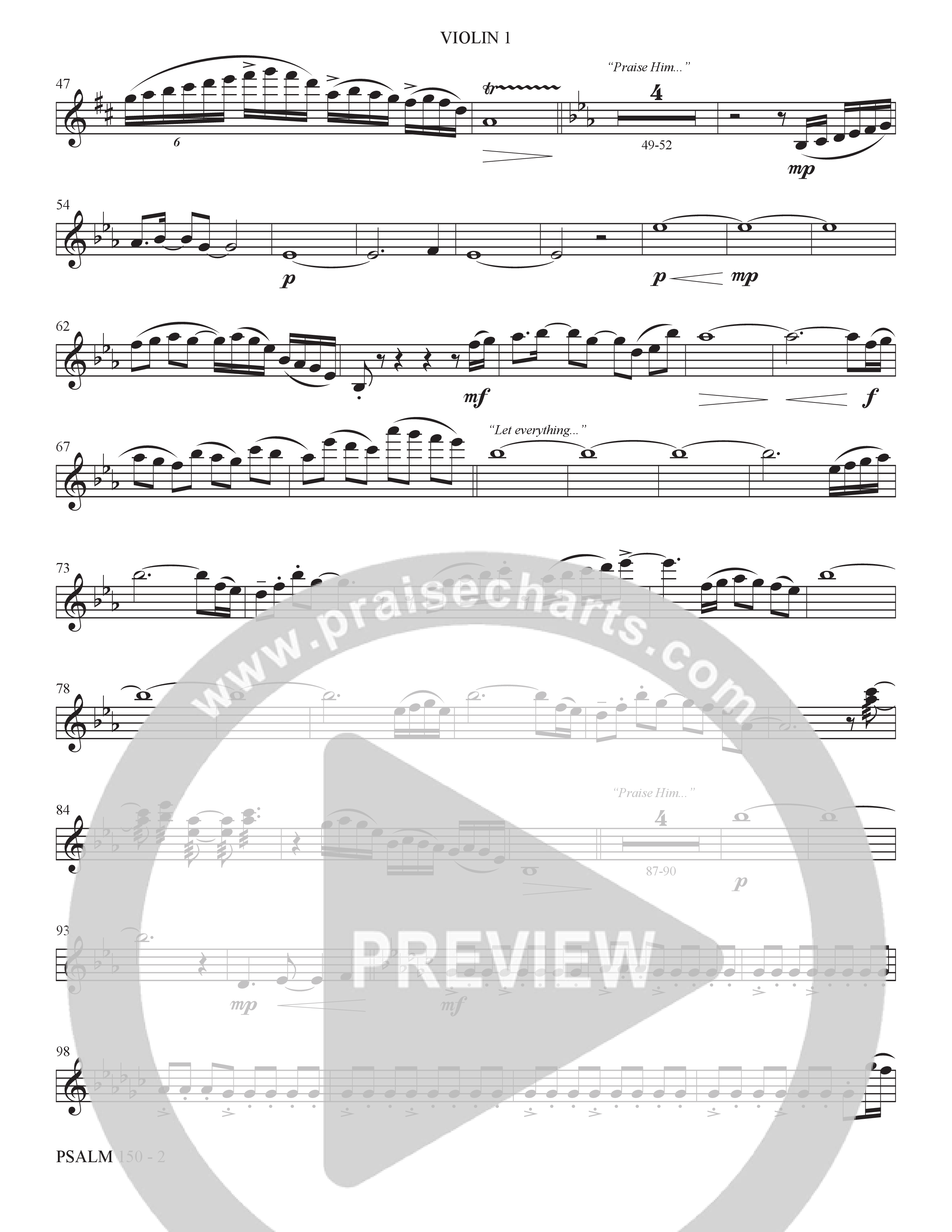 Psalm 150 (Choral Anthem SATB) Violin 1 (The Brooklyn Tabernacle Choir / Brandon Camphor / Arr. Carol Cymbala / Orch. Bradley Knight)