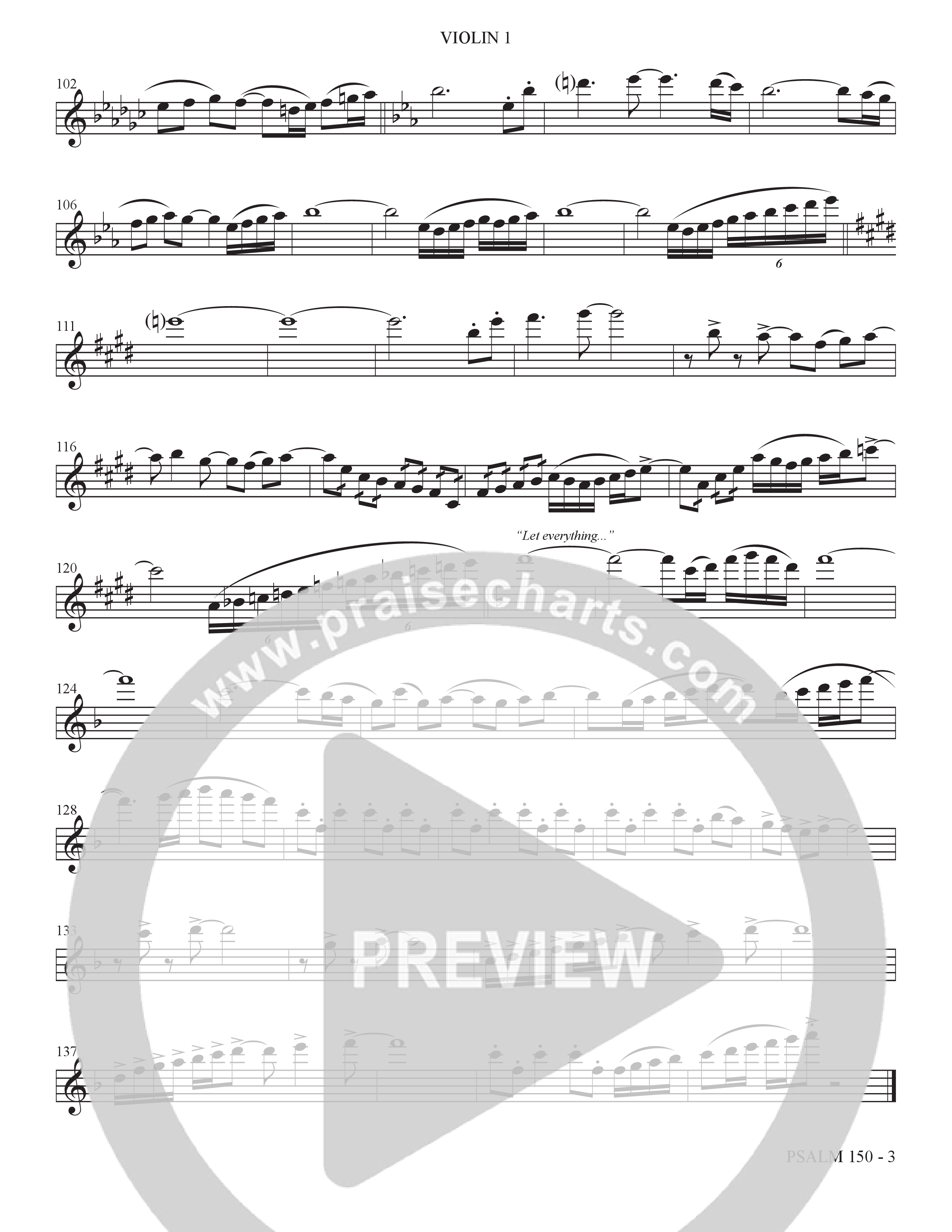 Psalm 150 (Choral Anthem SATB) Violin 1 (The Brooklyn Tabernacle Choir / Brandon Camphor / Arr. Carol Cymbala / Orch. Bradley Knight)