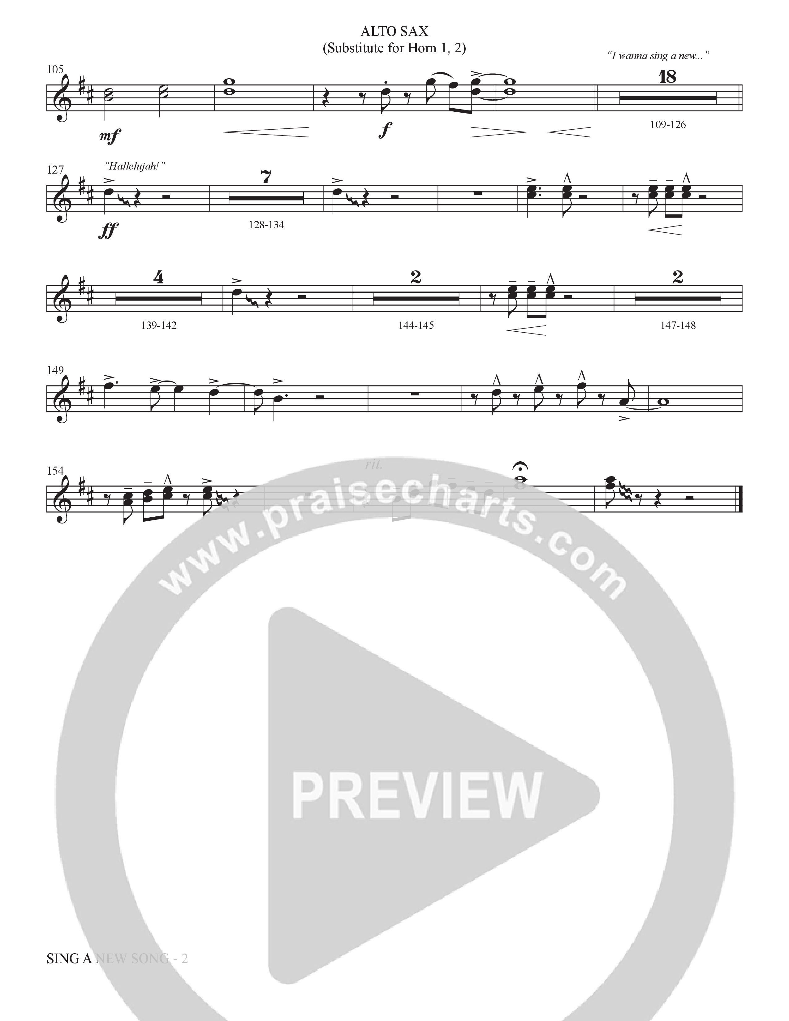 Sing A New Song (Choral Anthem SATB) Alto Sax (The Brooklyn Tabernacle Choir / Arr. Carol Cymbala / Orch. Bradley Knight)