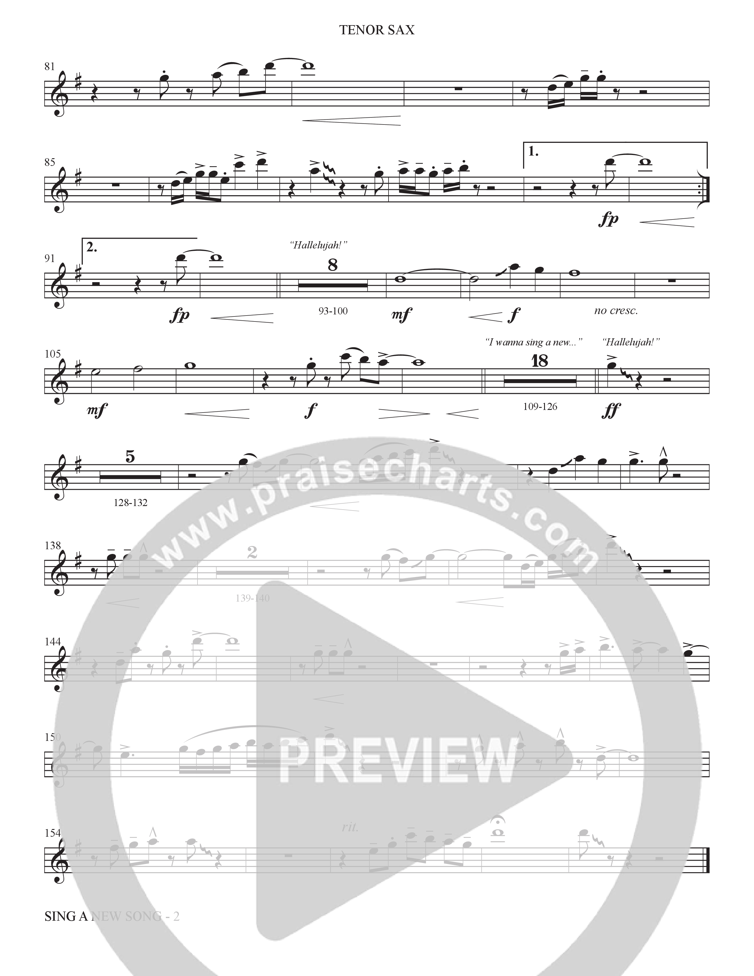 Sing A New Song (Choral Anthem SATB) Tenor Sax 1 (The Brooklyn Tabernacle Choir / Arr. Carol Cymbala / Orch. Bradley Knight)