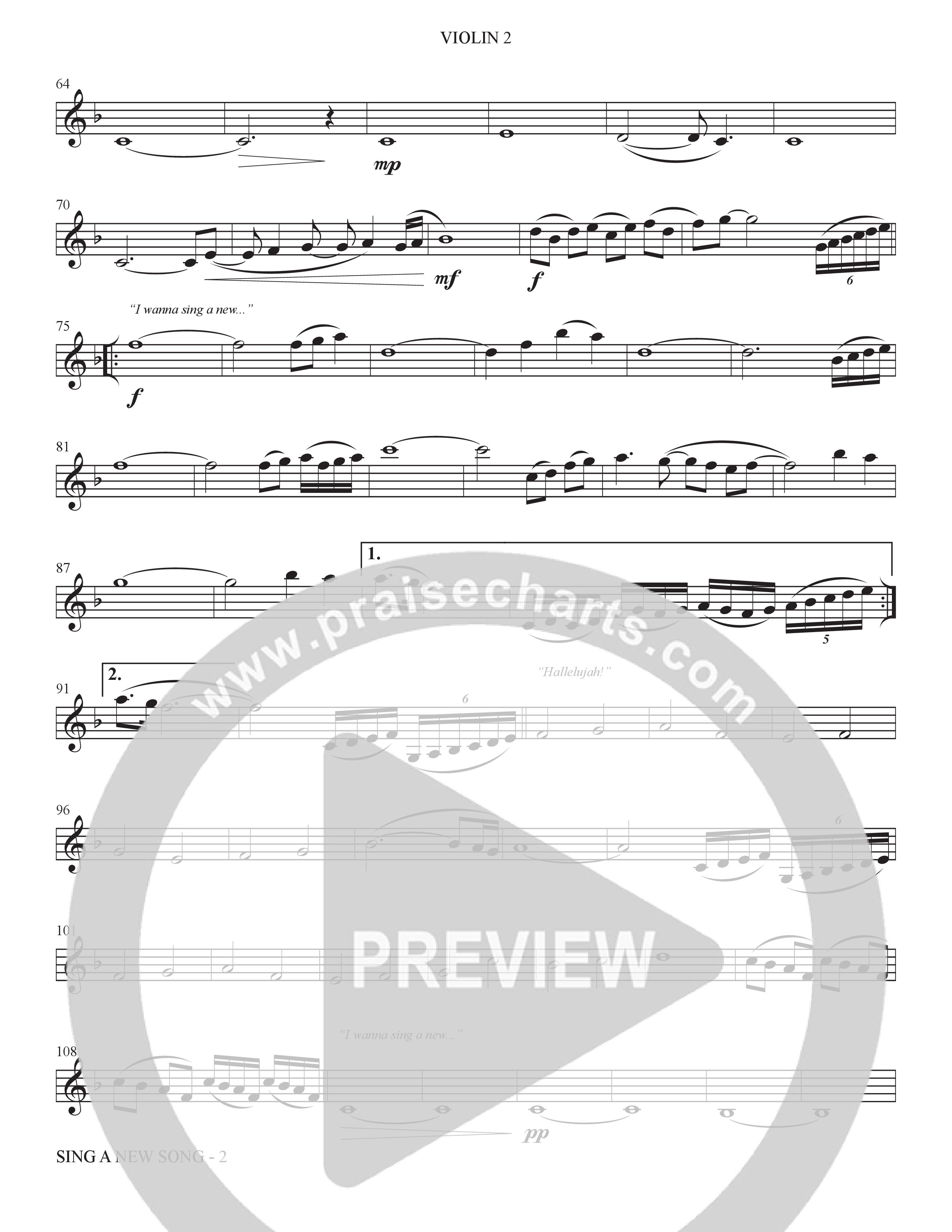 Sing A New Song (Choral Anthem SATB) Violin 2 (The Brooklyn Tabernacle Choir / Arr. Carol Cymbala / Orch. Bradley Knight)