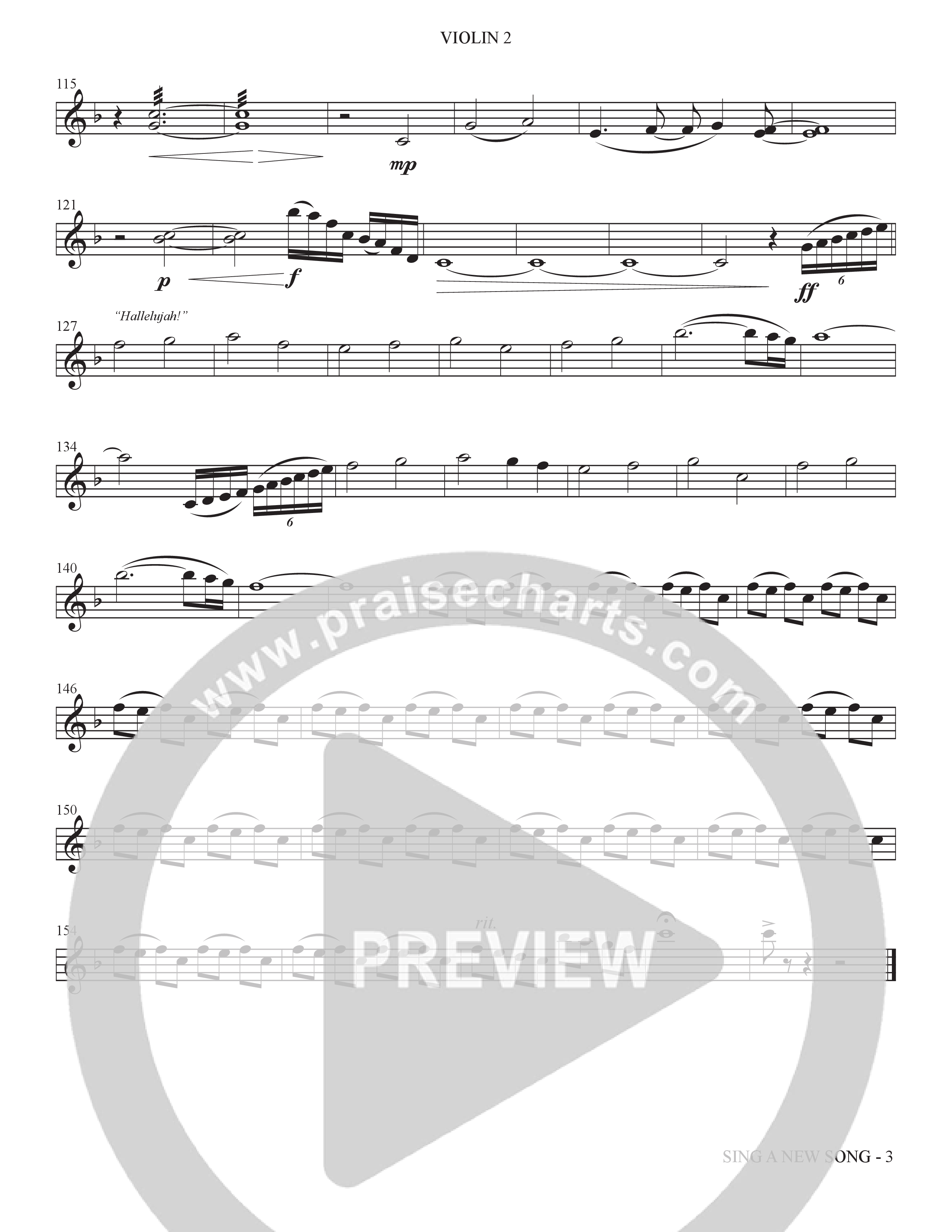 Sing A New Song (Choral Anthem SATB) Violin 2 (The Brooklyn Tabernacle Choir / Arr. Carol Cymbala / Orch. Bradley Knight)