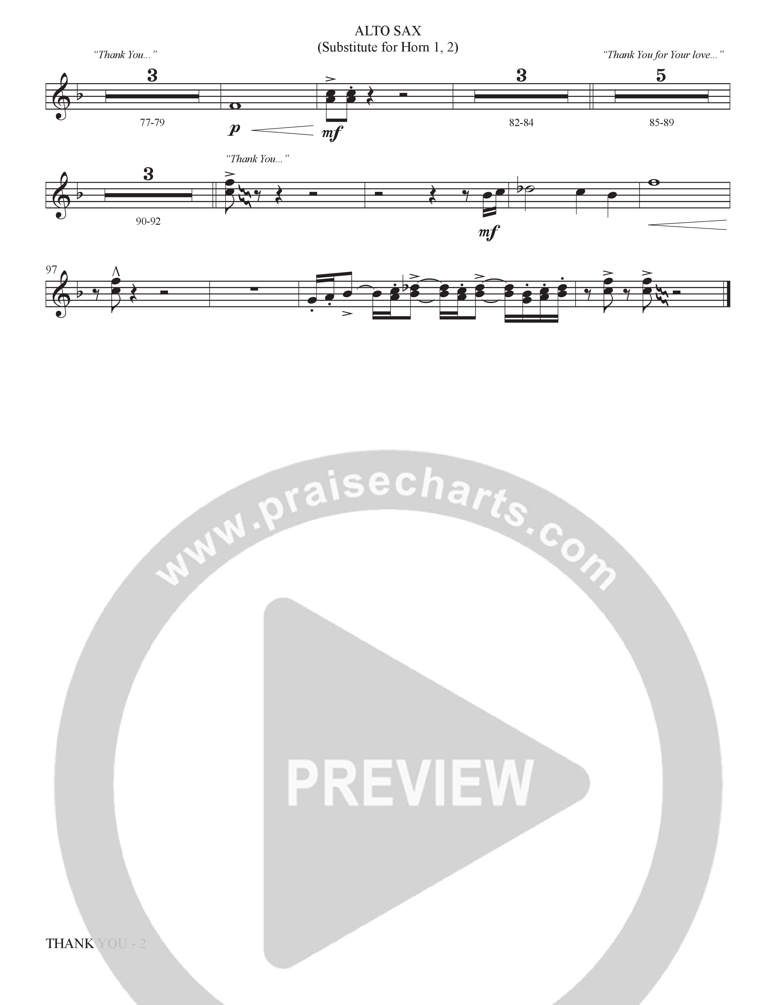 Thank You (Choral Anthem SATB) Alto Sax (The Brooklyn Tabernacle Choir / Arr. Carol Cymbala / Orch. Bradley Knight)