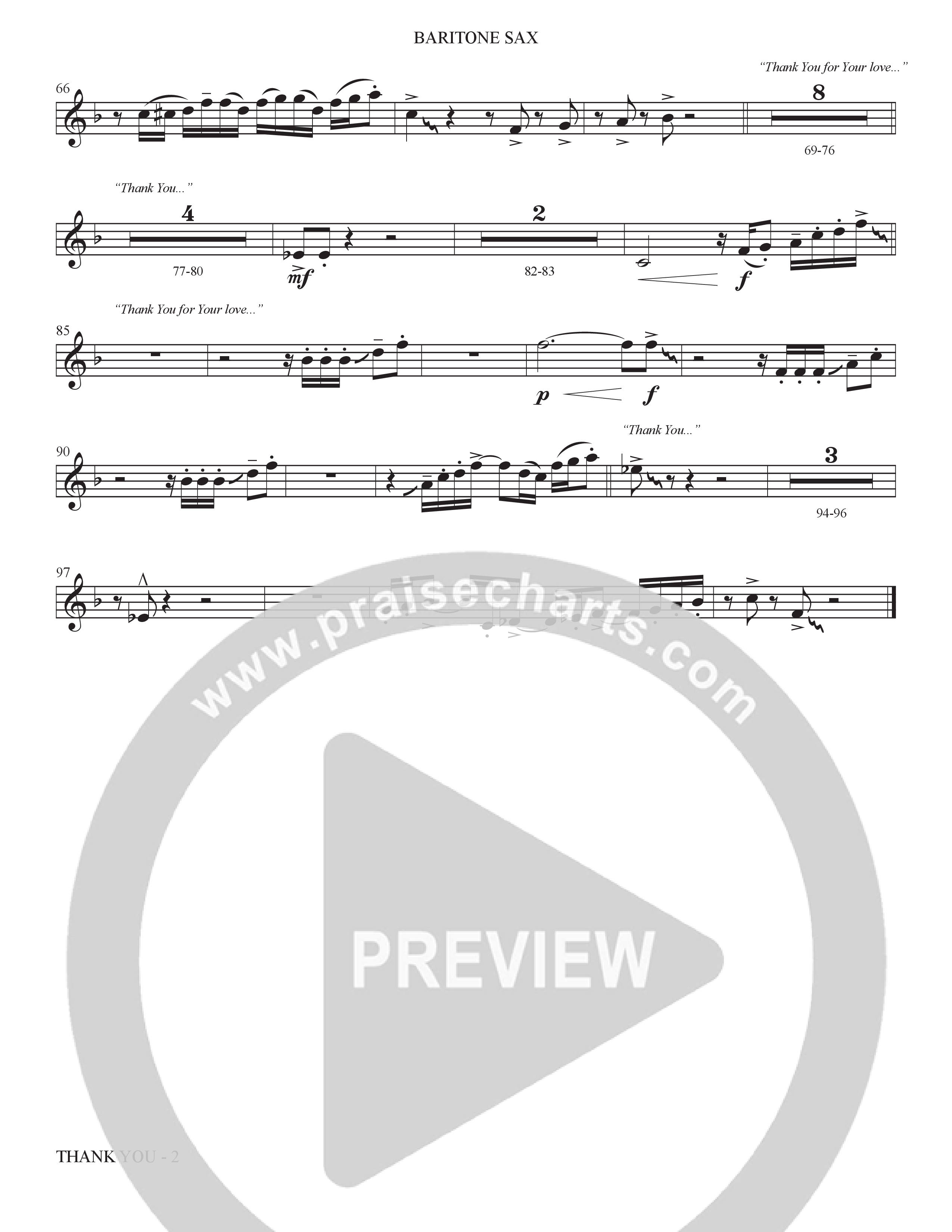 Thank You (Choral Anthem SATB) Bari Sax (The Brooklyn Tabernacle Choir / Arr. Carol Cymbala / Orch. Bradley Knight)