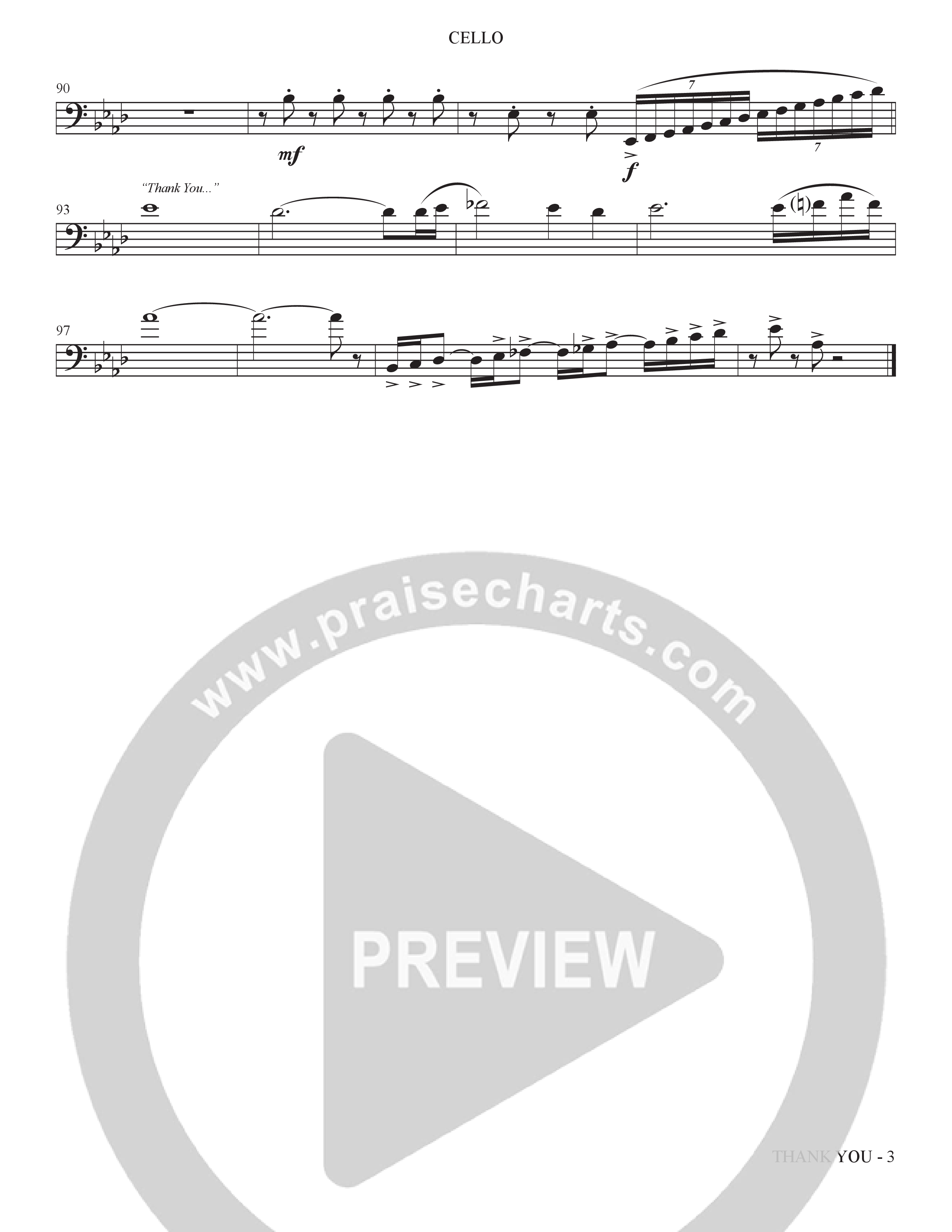 Thank You (Choral Anthem SATB) Cello (The Brooklyn Tabernacle Choir / Arr. Carol Cymbala / Orch. Bradley Knight)