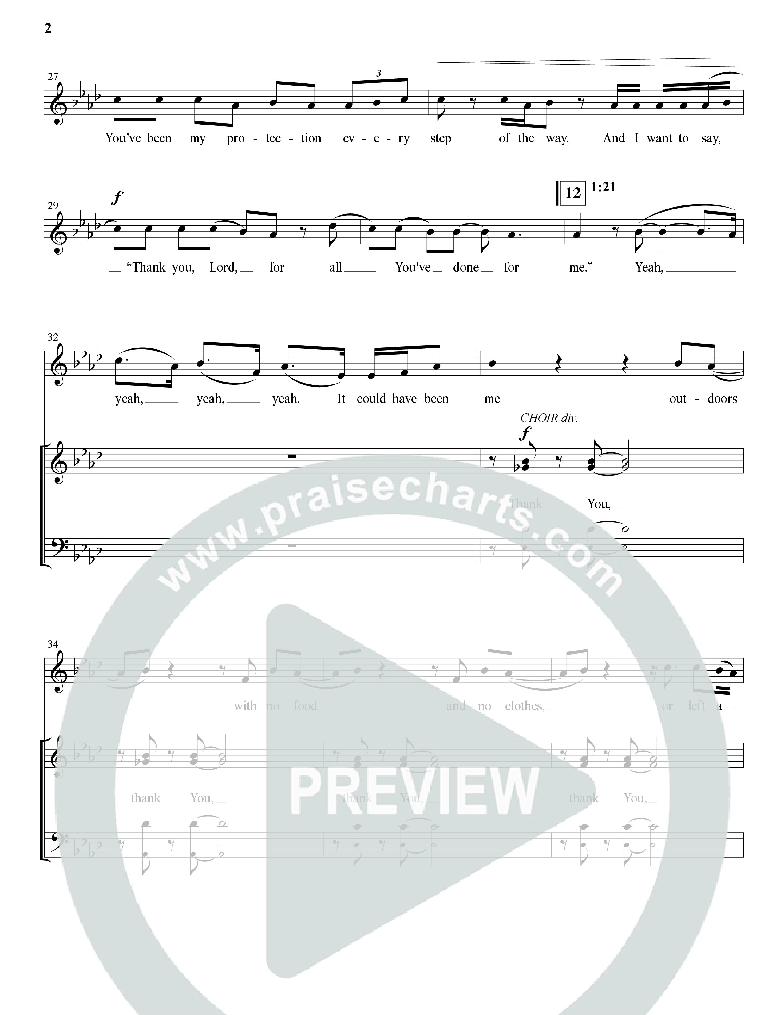 Thank You (Choral Anthem SATB) Choir Sheet (SATB) (The Brooklyn Tabernacle Choir / Arr. Carol Cymbala / Orch. Bradley Knight)
