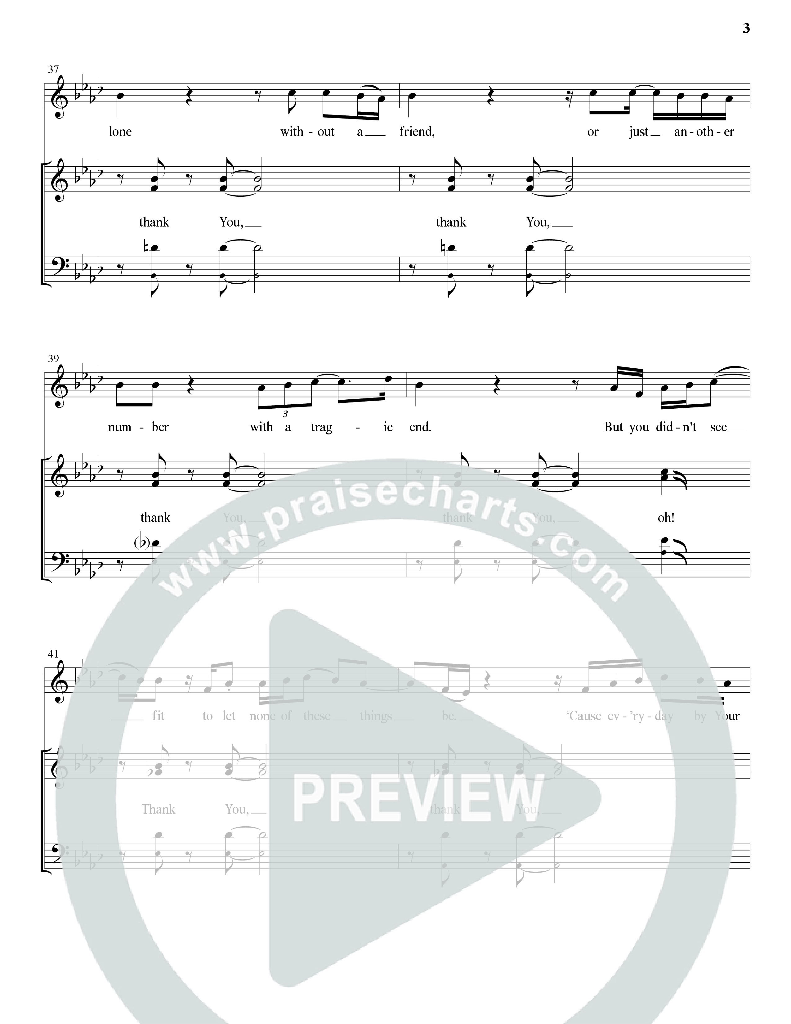 Thank You (Choral Anthem SATB) Choir Sheet (SATB) (The Brooklyn Tabernacle Choir / Arr. Carol Cymbala / Orch. Bradley Knight)