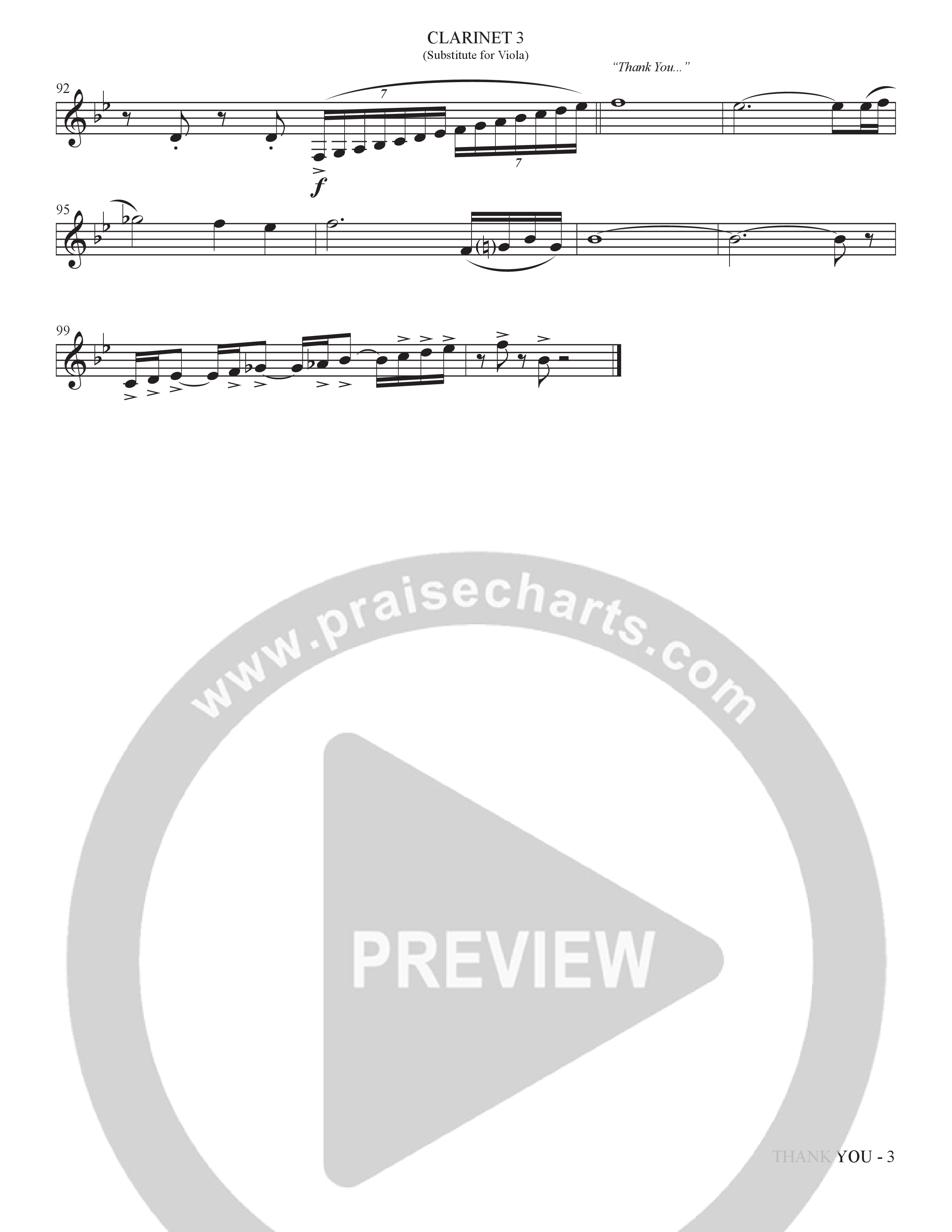 Thank You (Choral Anthem SATB) Clarinet 3 (The Brooklyn Tabernacle Choir / Arr. Carol Cymbala / Orch. Bradley Knight)