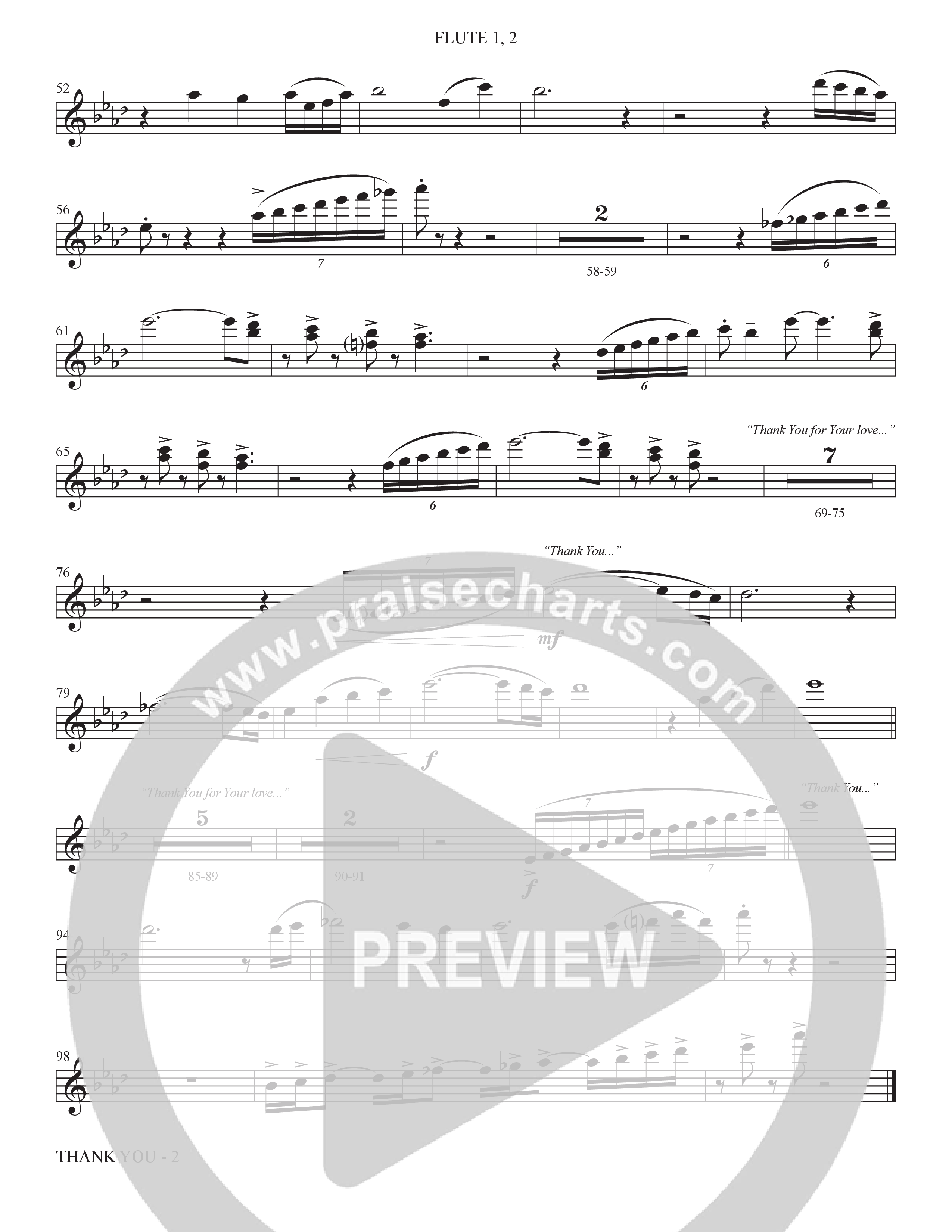 Thank You (Choral Anthem SATB) Flute 1/2 (The Brooklyn Tabernacle Choir / Arr. Carol Cymbala / Orch. Bradley Knight)