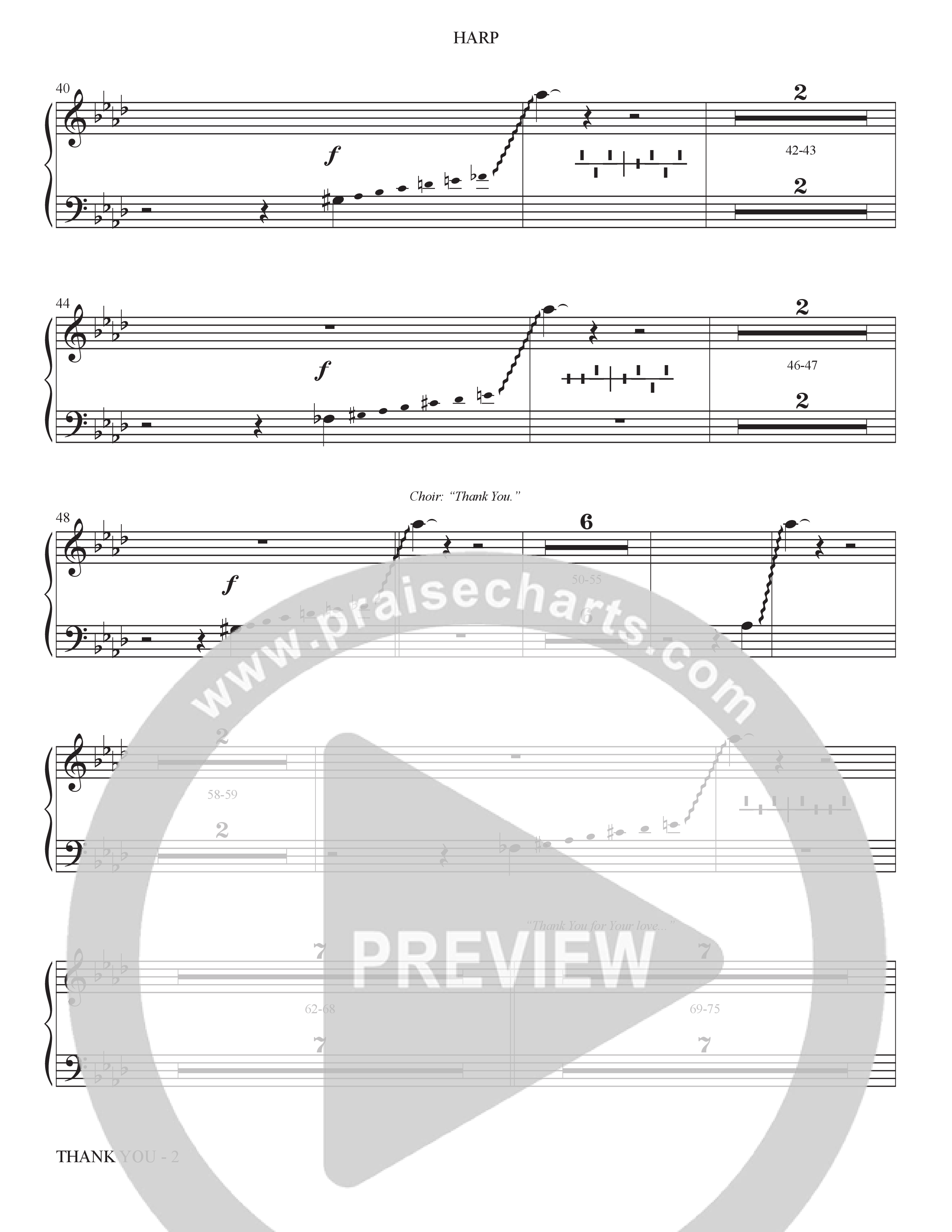 Thank You (Choral Anthem SATB) Harp (The Brooklyn Tabernacle Choir / Arr. Carol Cymbala / Orch. Bradley Knight)