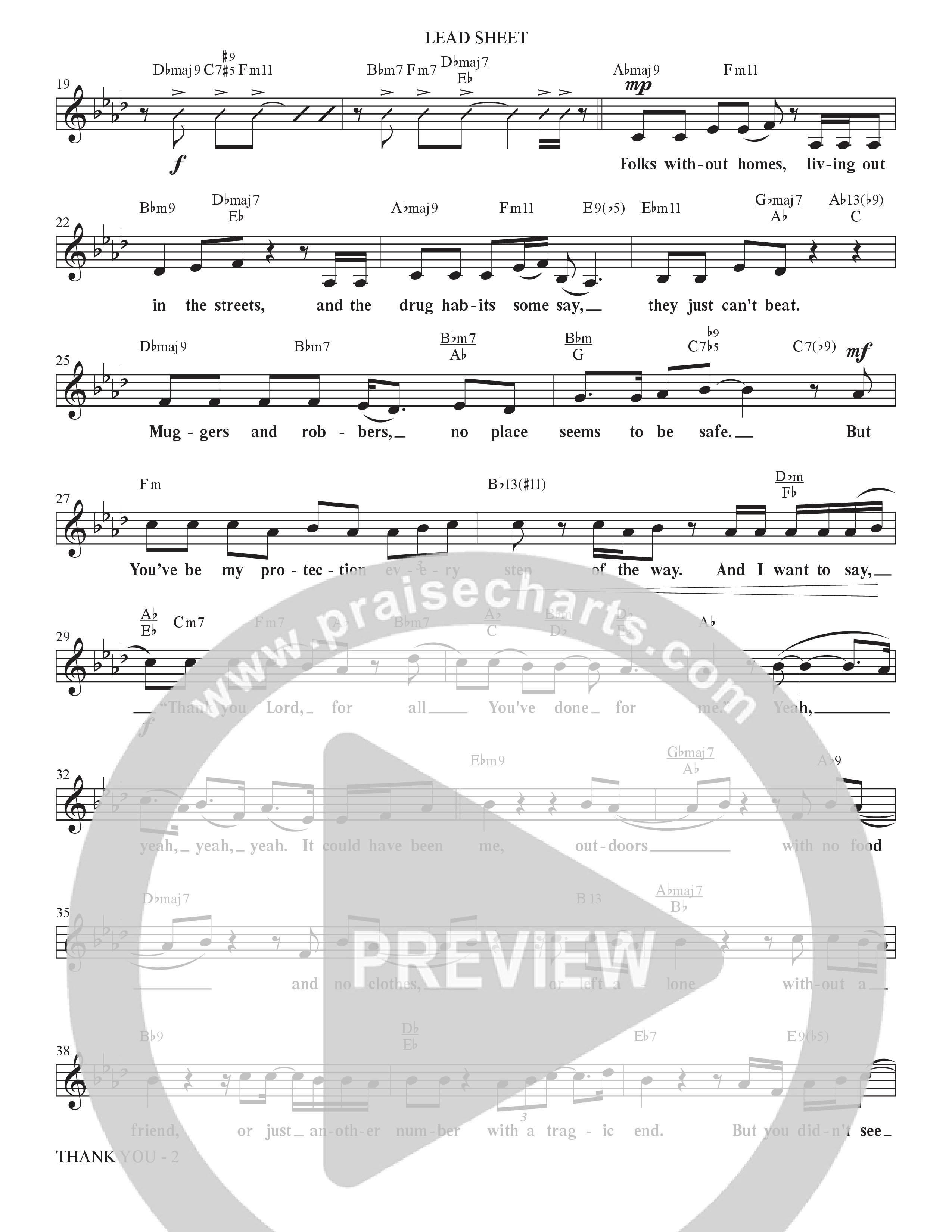 Thank You (Choral Anthem SATB) Lead Sheet (Melody) (The Brooklyn Tabernacle Choir / Arr. Carol Cymbala / Orch. Bradley Knight)