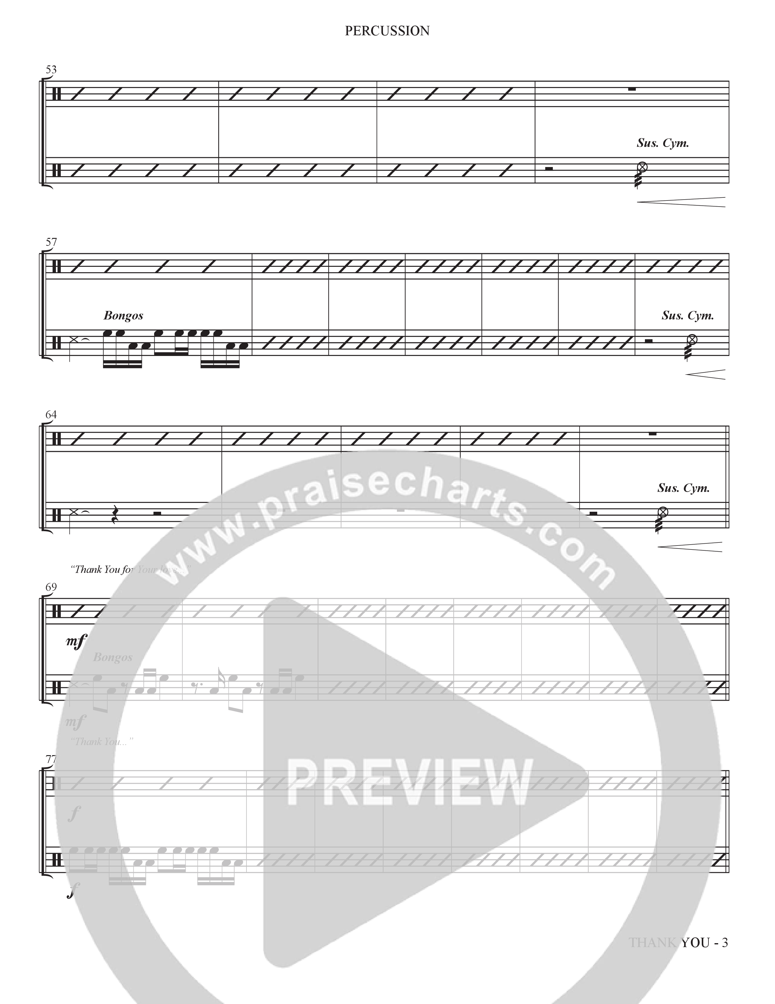 Thank You (Choral Anthem SATB) Percussion (The Brooklyn Tabernacle Choir / Arr. Carol Cymbala / Orch. Bradley Knight)