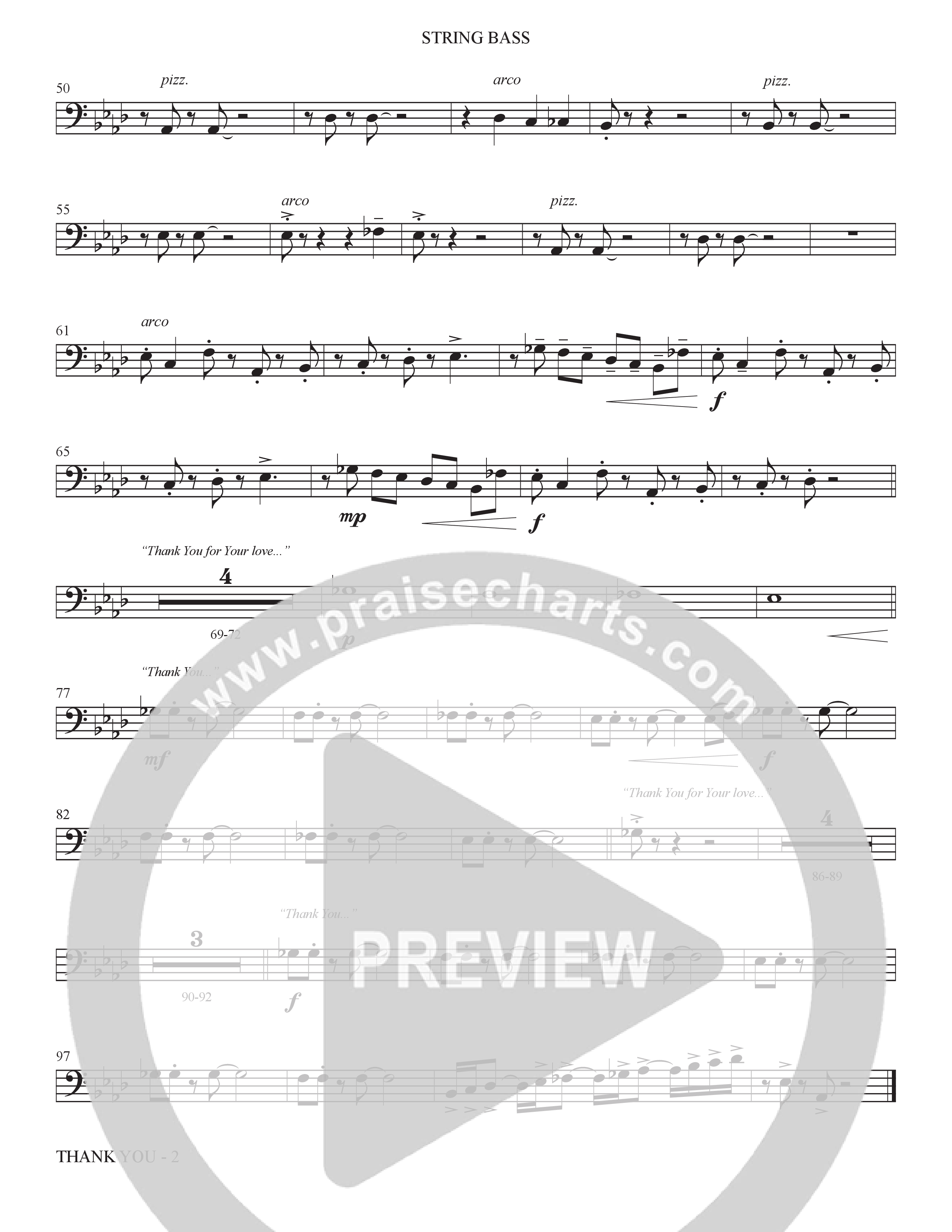 Thank You (Choral Anthem SATB) String Bass (The Brooklyn Tabernacle Choir / Arr. Carol Cymbala / Orch. Bradley Knight)