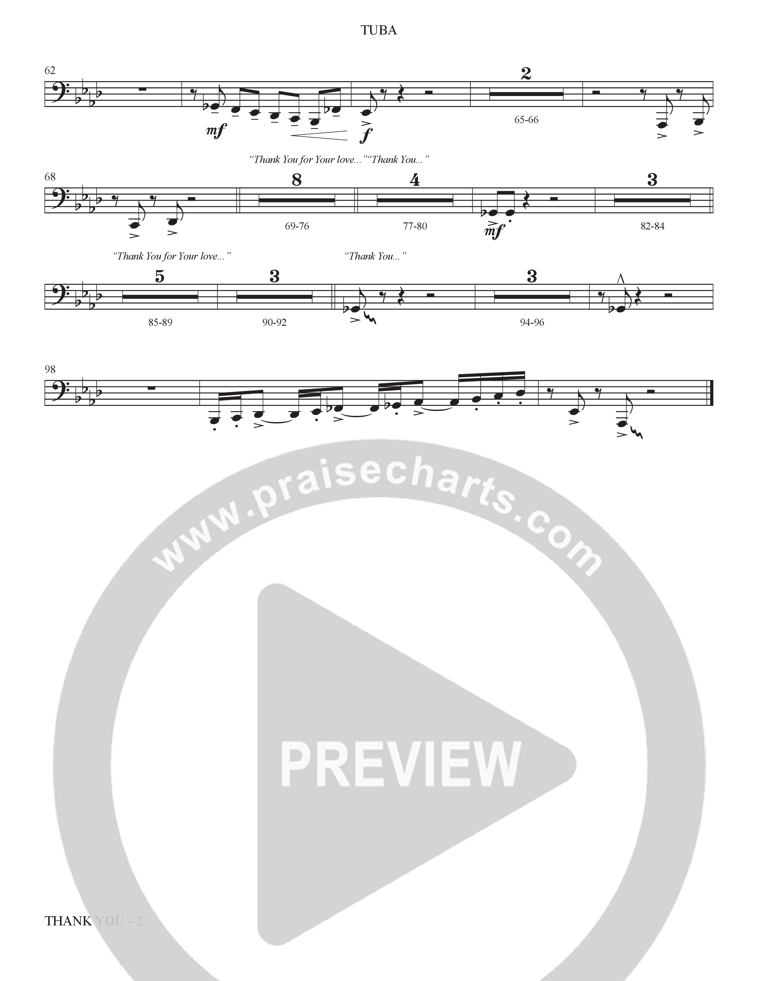 Thank You (Choral Anthem SATB) Tuba (The Brooklyn Tabernacle Choir / Arr. Carol Cymbala / Orch. Bradley Knight)