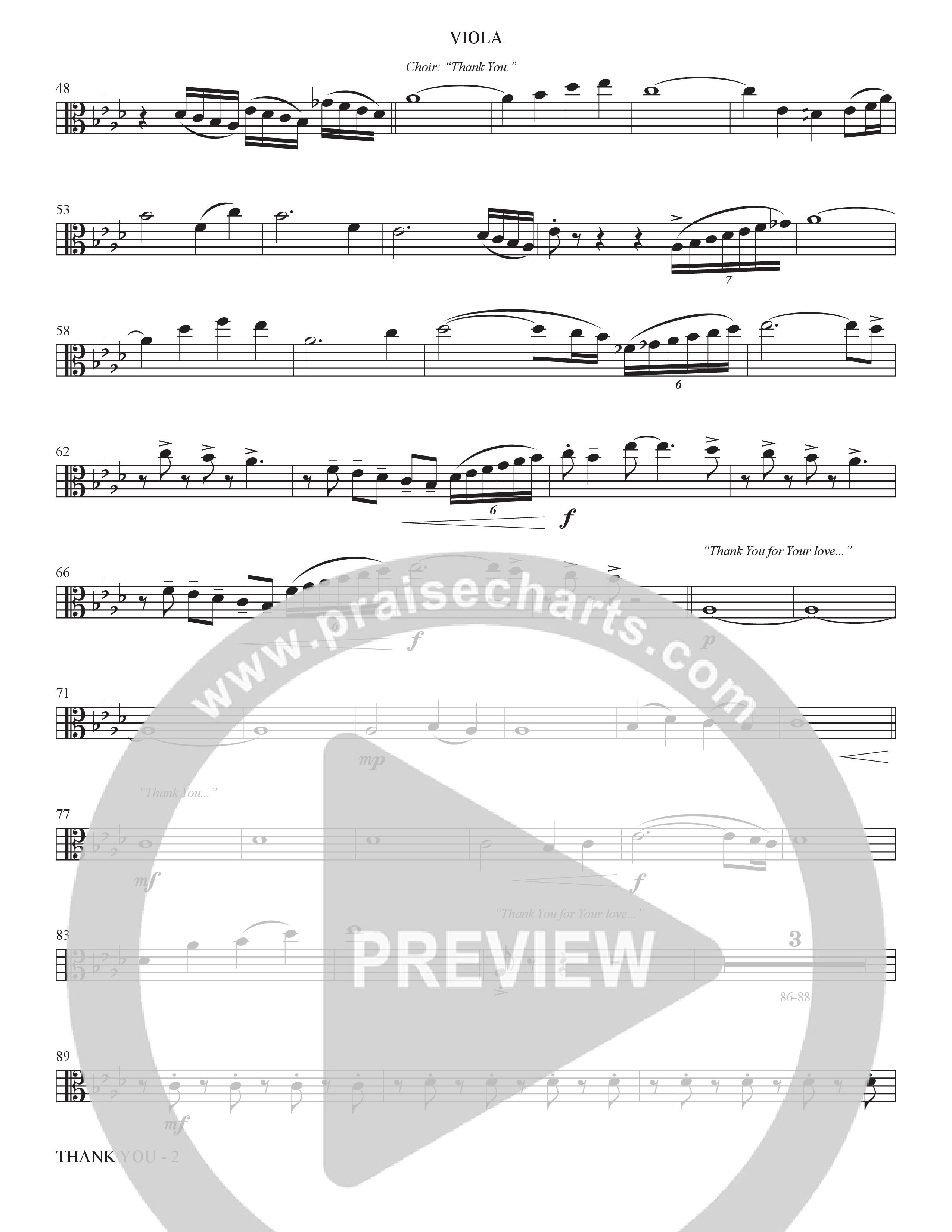 Thank You (Choral Anthem SATB) Viola (The Brooklyn Tabernacle Choir / Arr. Carol Cymbala / Orch. Bradley Knight)