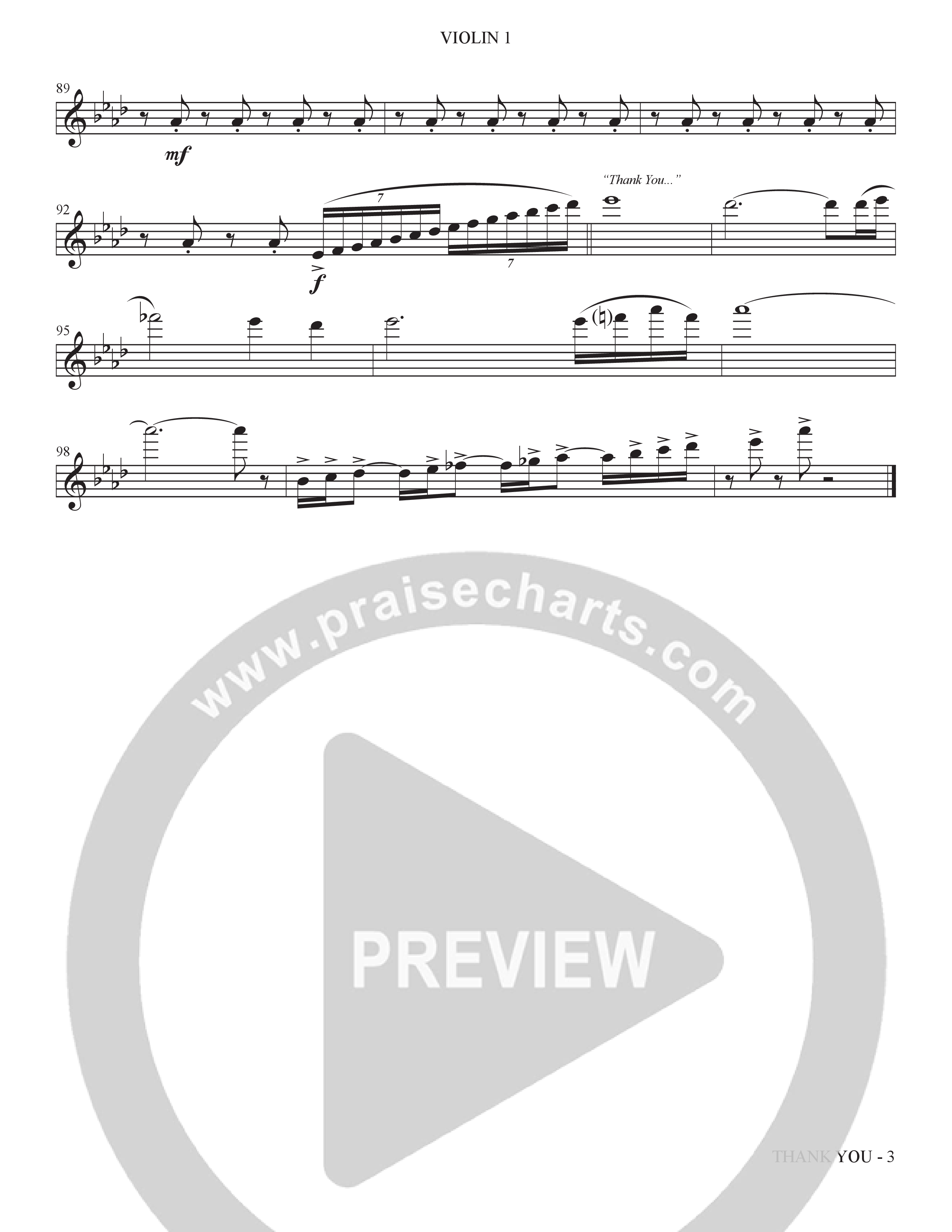 Thank You (Choral Anthem SATB) Violin 1 (The Brooklyn Tabernacle Choir / Arr. Carol Cymbala / Orch. Bradley Knight)