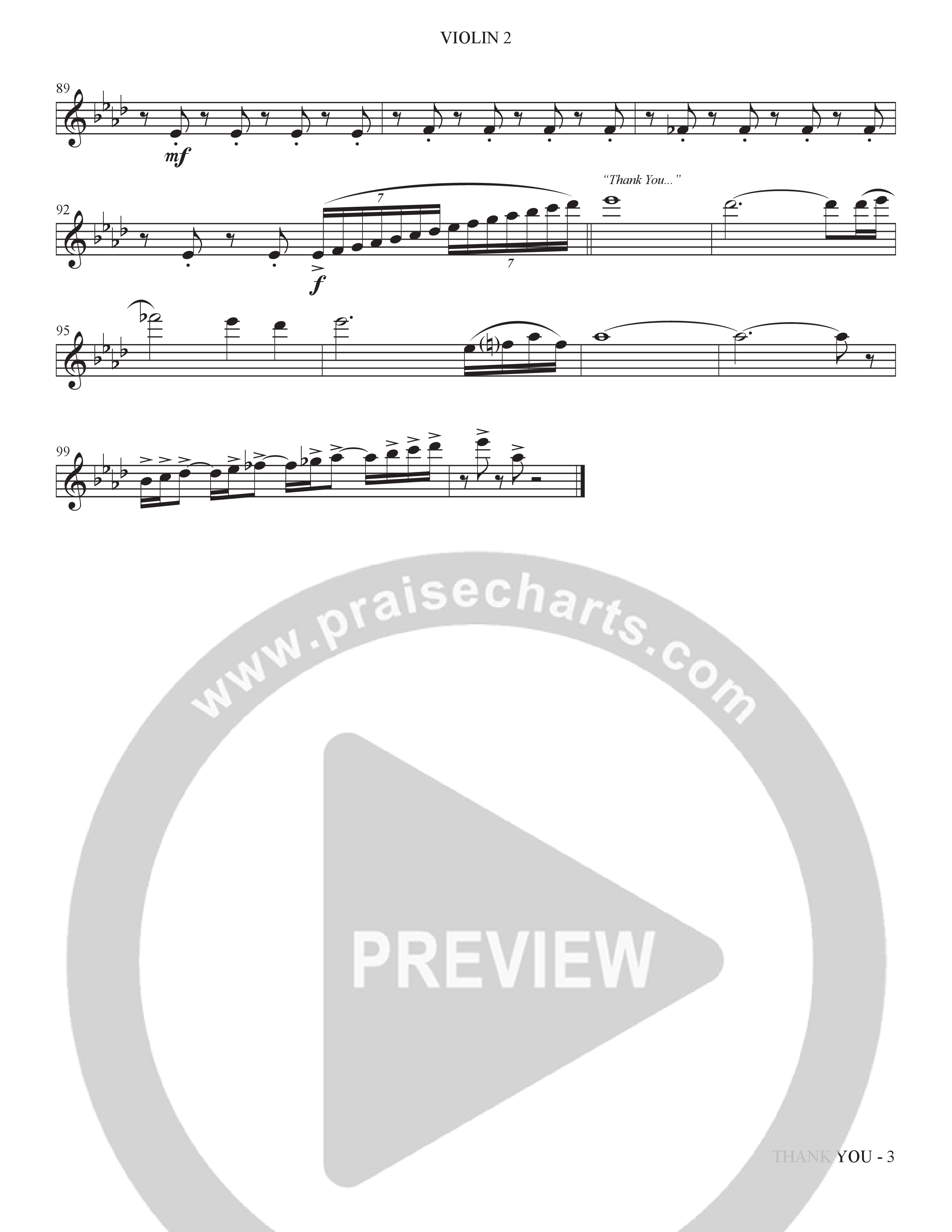 Thank You (Choral Anthem SATB) Violin 2 (The Brooklyn Tabernacle Choir / Arr. Carol Cymbala / Orch. Bradley Knight)