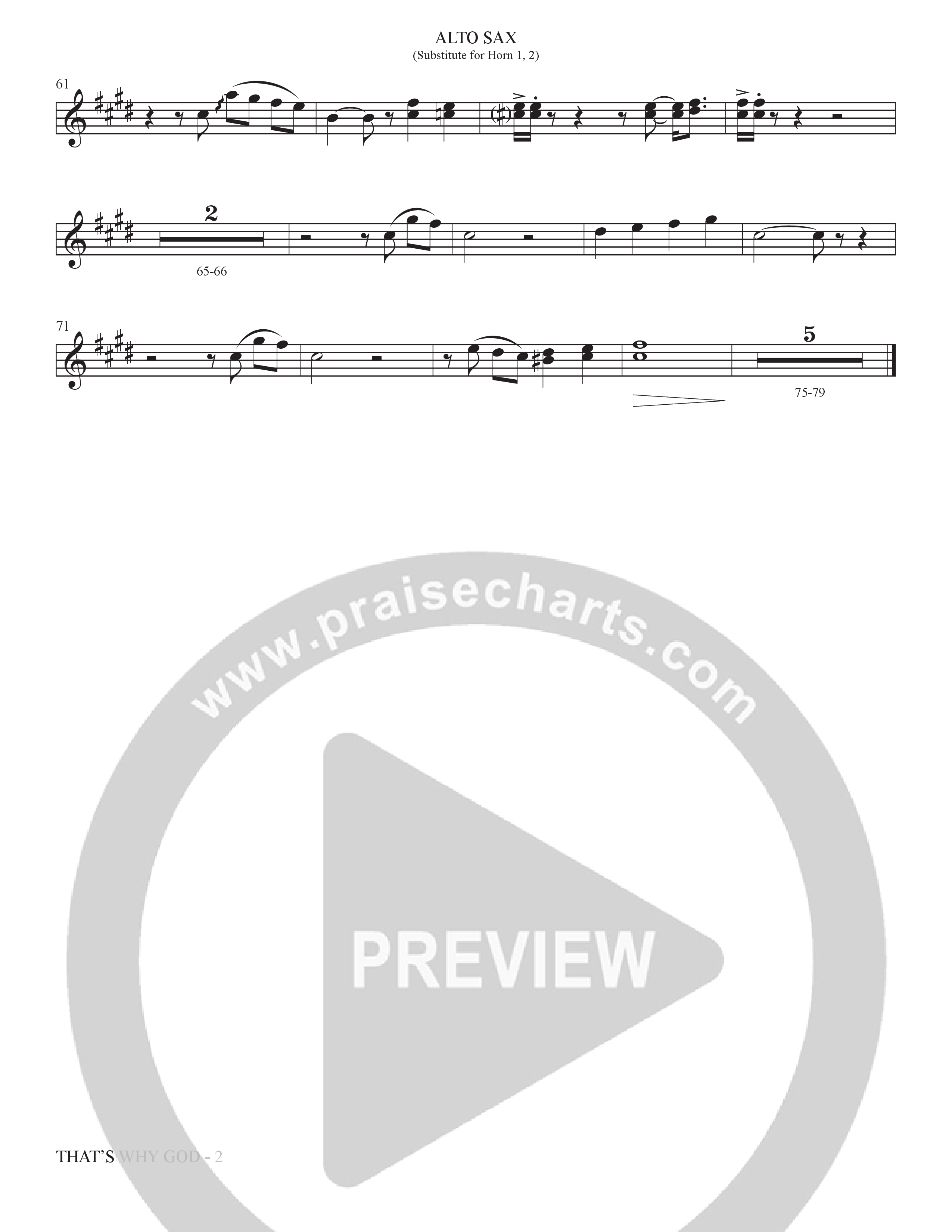 That's Why God (Choral Anthem SATB) Alto Sax (The Brooklyn Tabernacle Choir / Arr. Carol Cymbala / Orch. Bradley Knight)