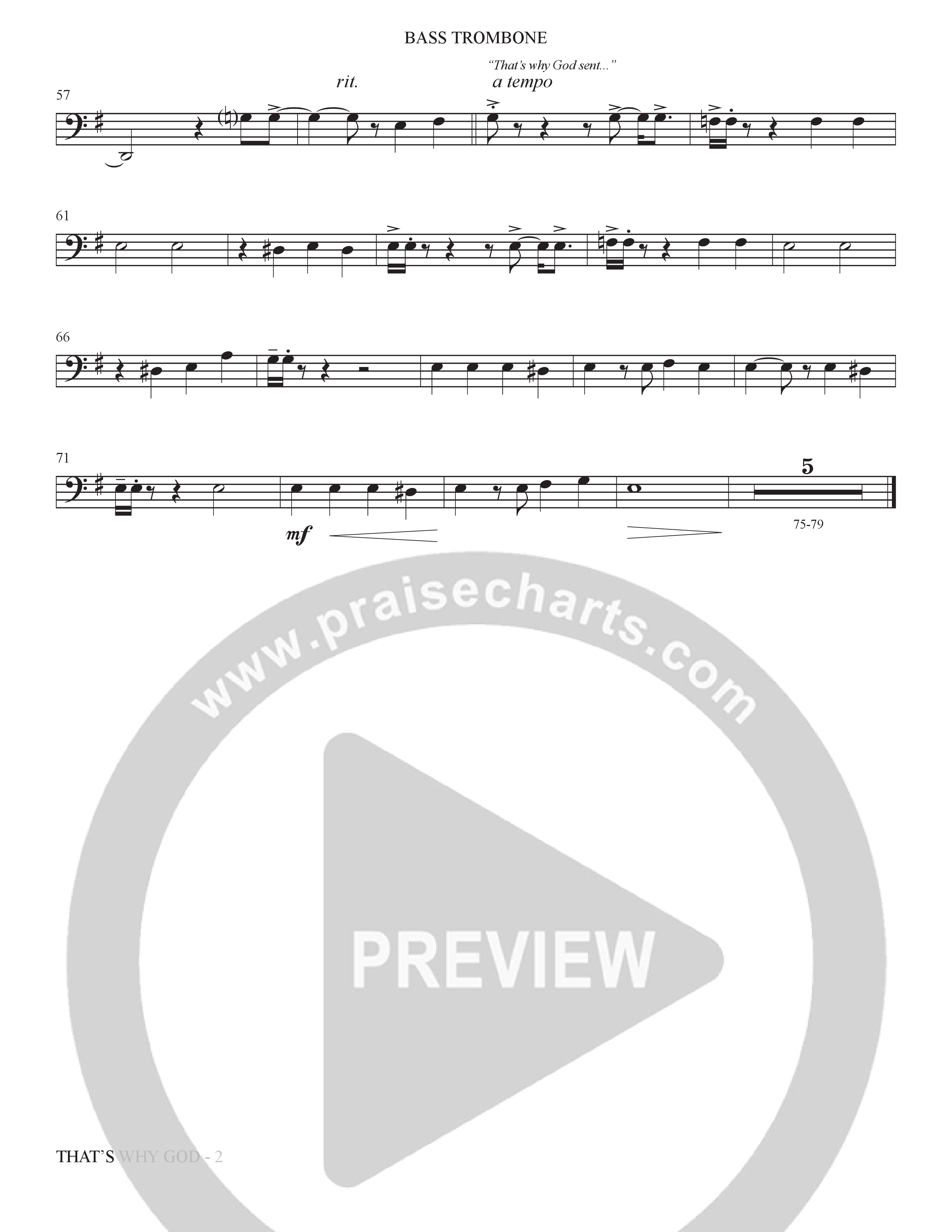 That's Why God (Choral Anthem SATB) Bass Trombone (The Brooklyn Tabernacle Choir / Arr. Carol Cymbala / Orch. Bradley Knight)