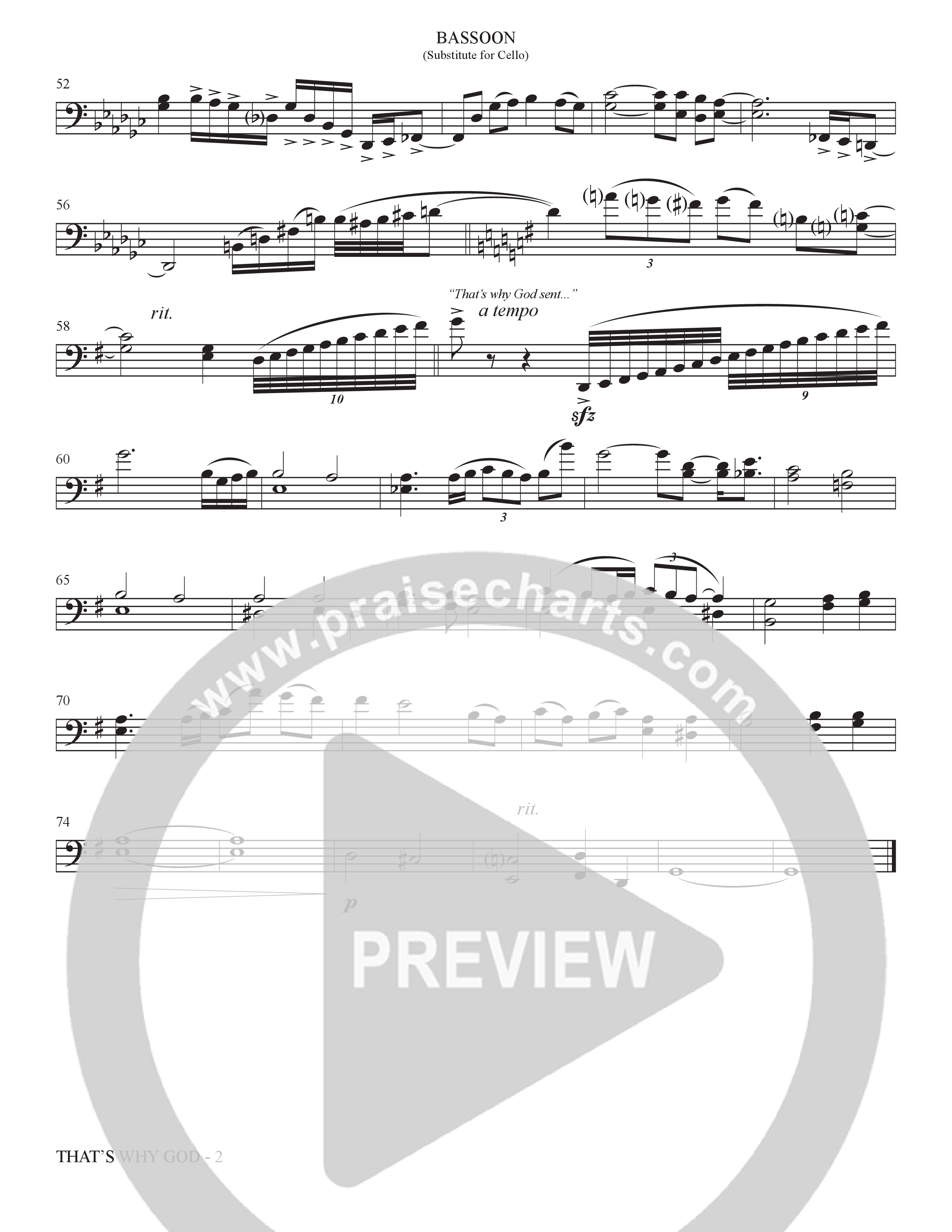 That's Why God (Choral Anthem SATB) Bassoon (The Brooklyn Tabernacle Choir / Arr. Carol Cymbala / Orch. Bradley Knight)