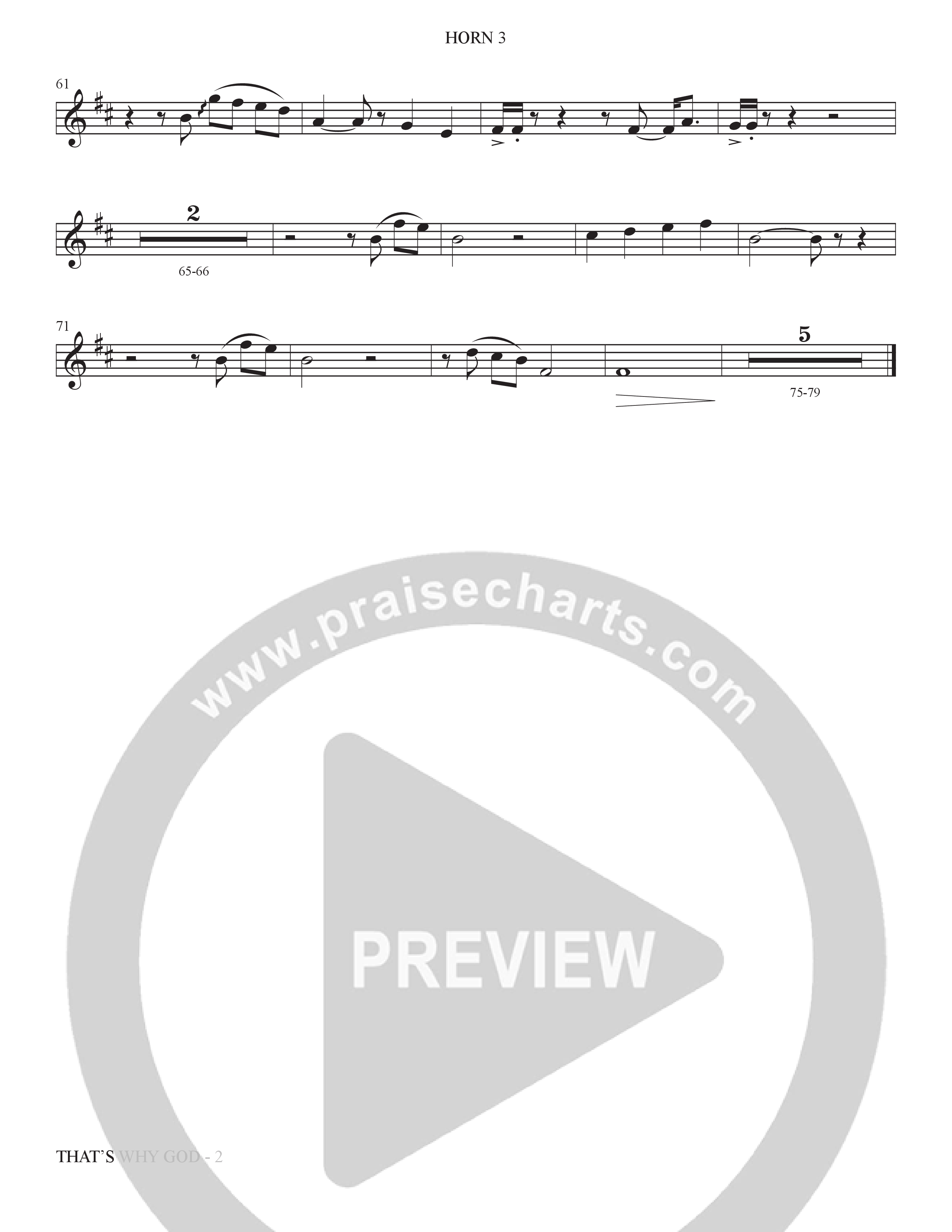 That's Why God (Choral Anthem SATB) French Horn 3 (The Brooklyn Tabernacle Choir / Arr. Carol Cymbala / Orch. Bradley Knight)