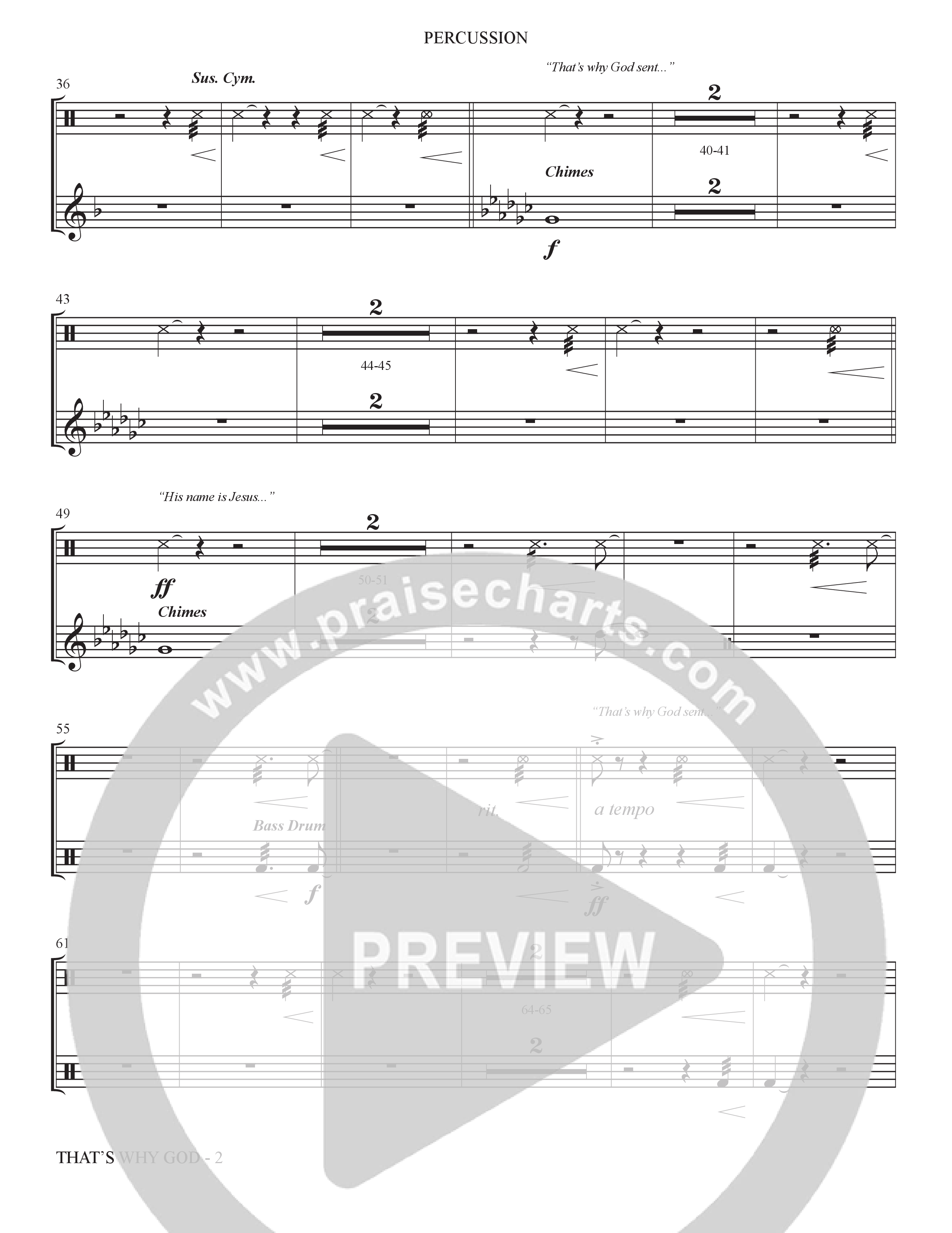That's Why God (Choral Anthem SATB) Percussion (The Brooklyn Tabernacle Choir / Arr. Carol Cymbala / Orch. Bradley Knight)