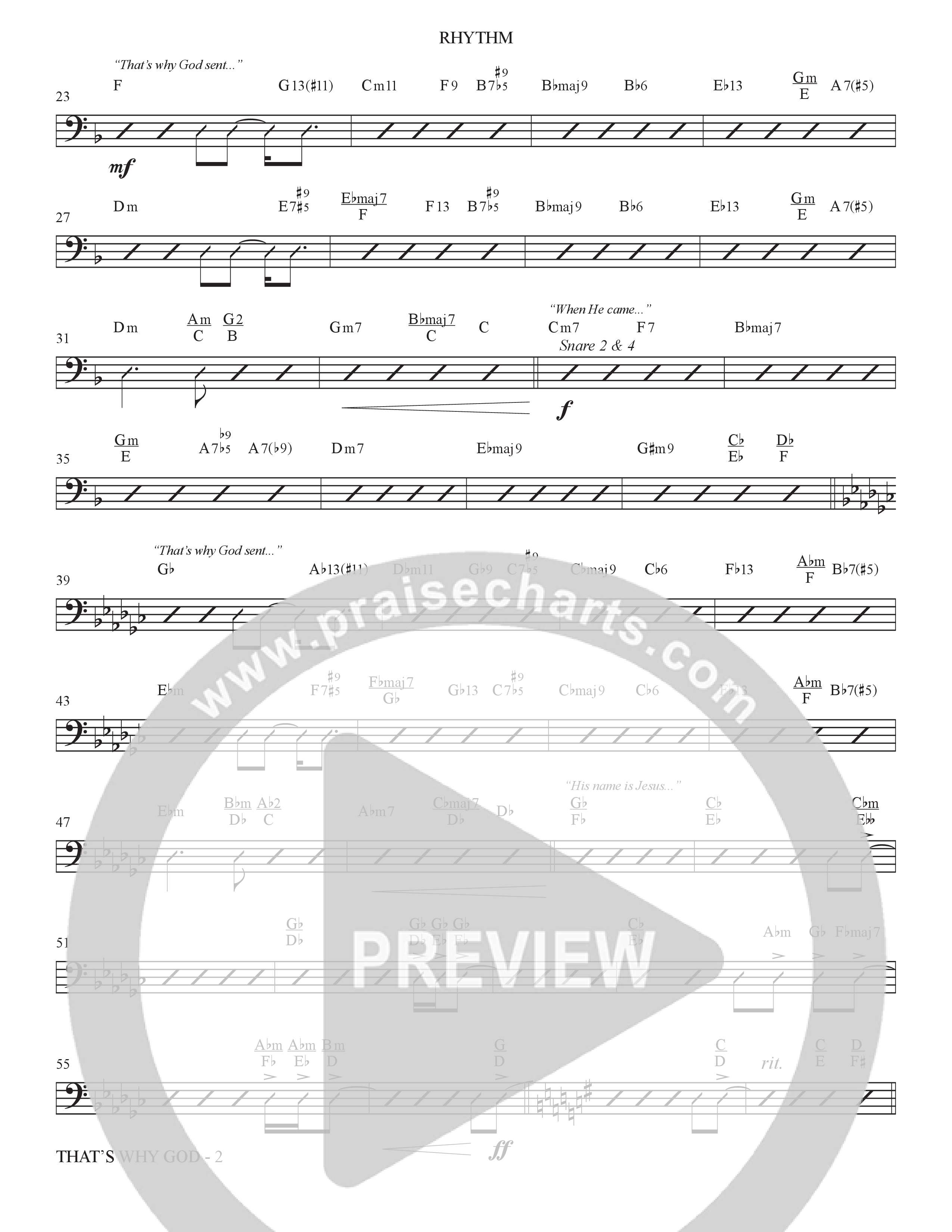That's Why God (Choral Anthem SATB) Rhythm Chart (The Brooklyn Tabernacle Choir / Arr. Carol Cymbala / Orch. Bradley Knight)