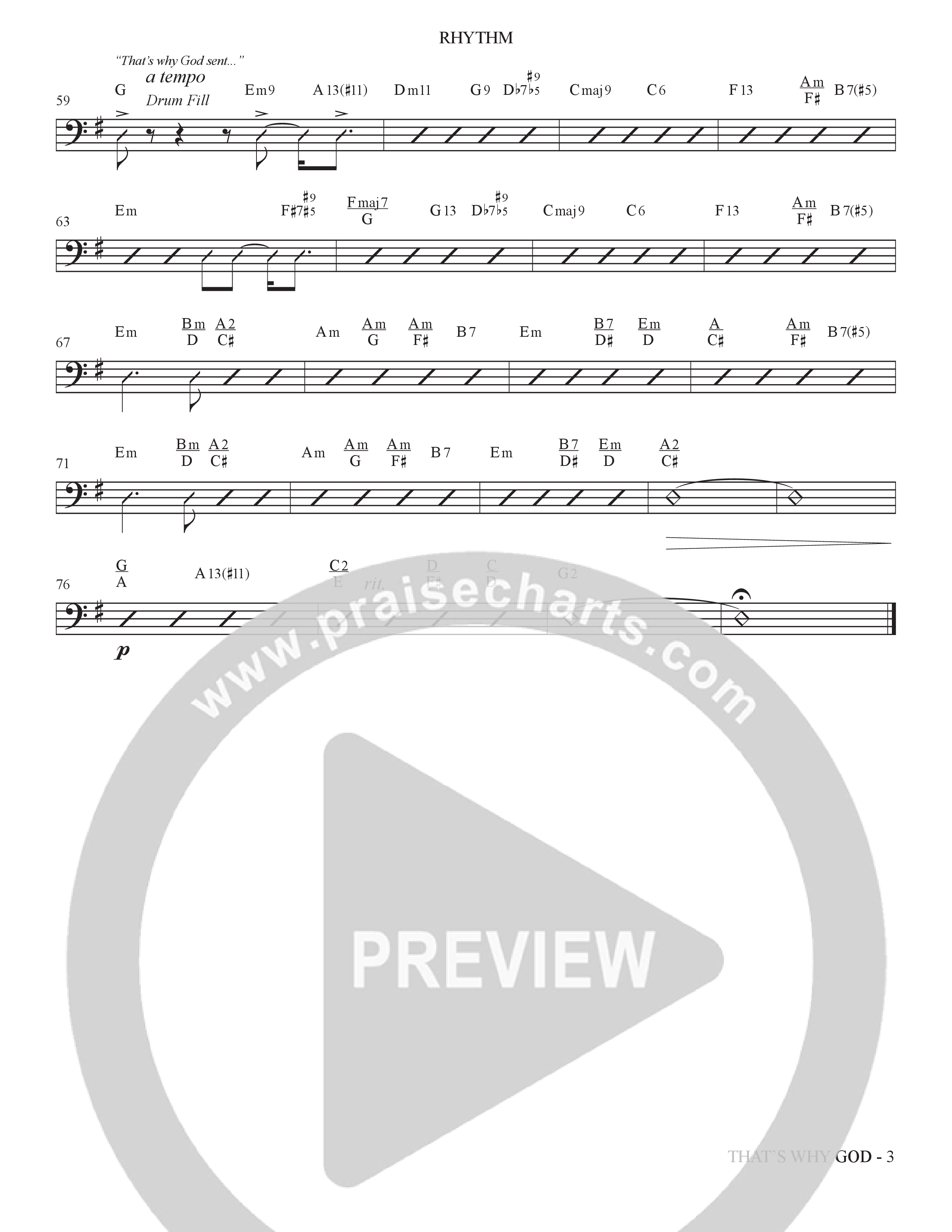 That's Why God (Choral Anthem SATB) Rhythm Chart (The Brooklyn Tabernacle Choir / Arr. Carol Cymbala / Orch. Bradley Knight)