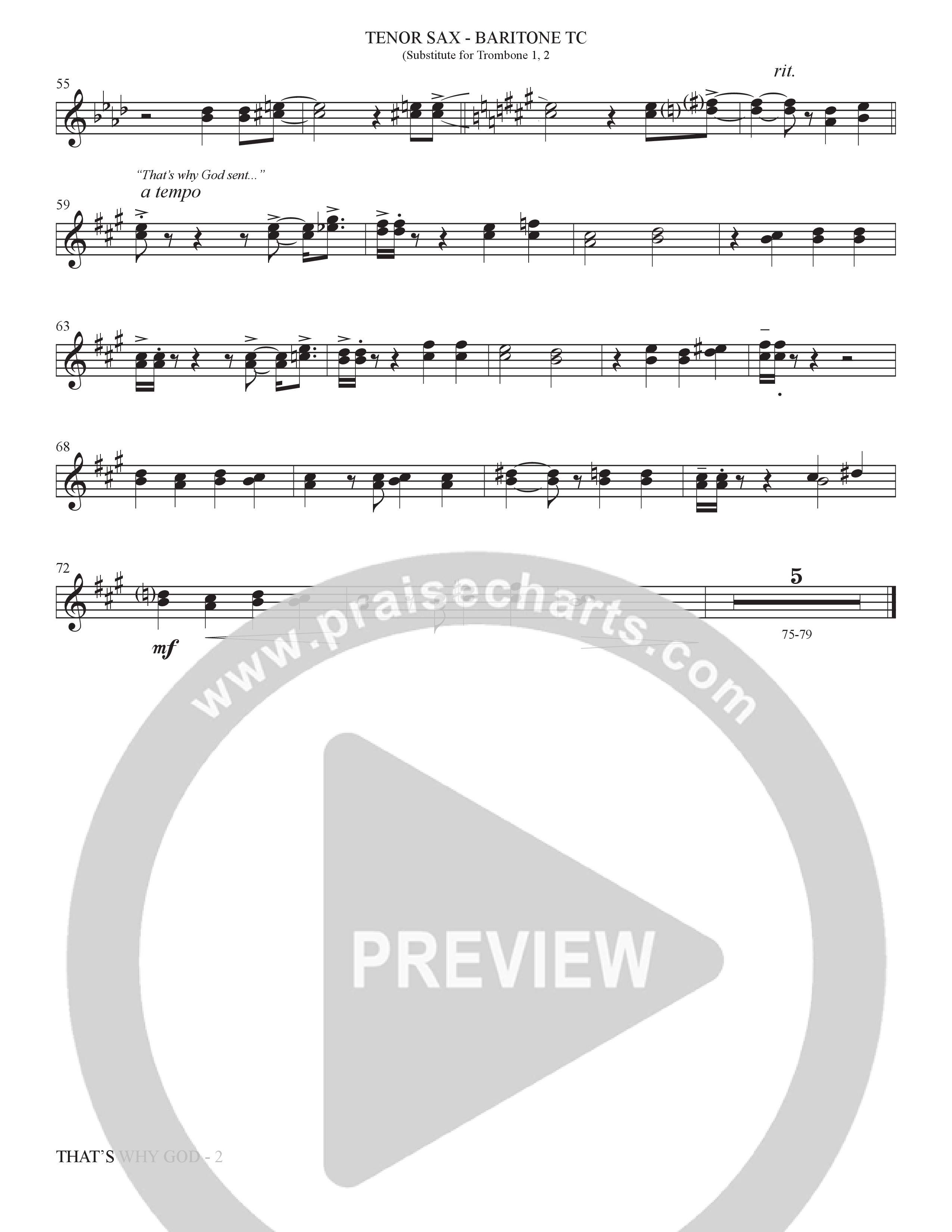 That's Why God (Choral Anthem SATB) Tenor Sax/Baritone T.C. (The Brooklyn Tabernacle Choir / Arr. Carol Cymbala / Orch. Bradley Knight)