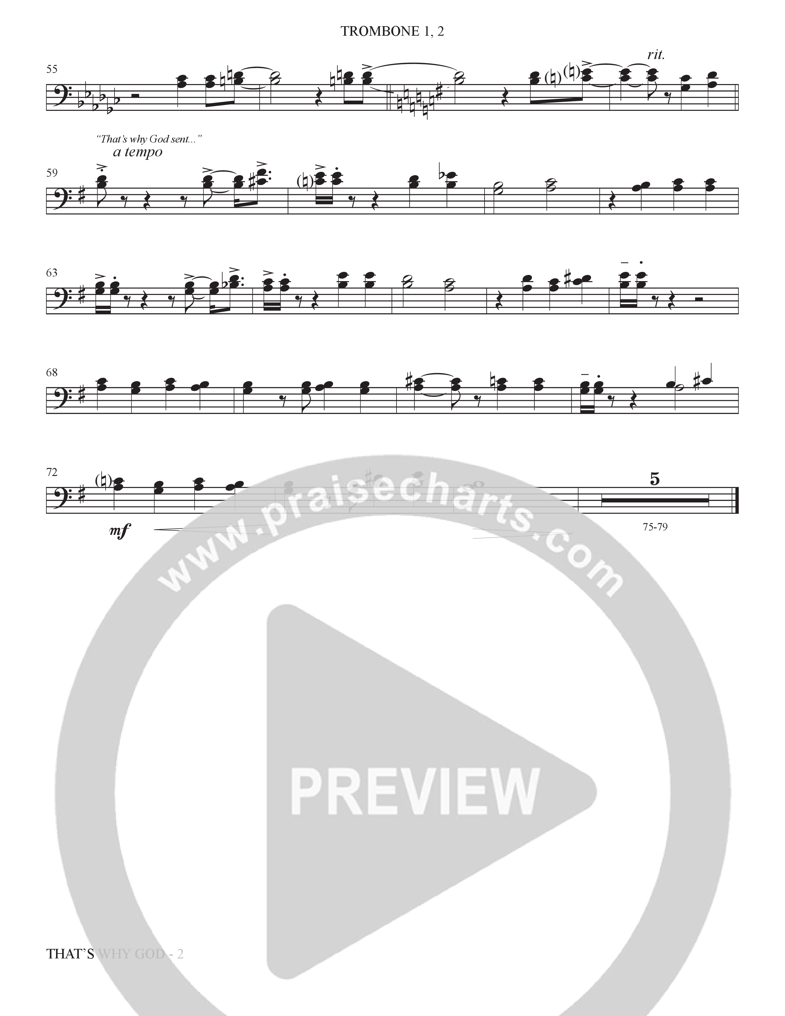 That's Why God (Choral Anthem SATB) Trombone 1/2 (The Brooklyn Tabernacle Choir / Arr. Carol Cymbala / Orch. Bradley Knight)