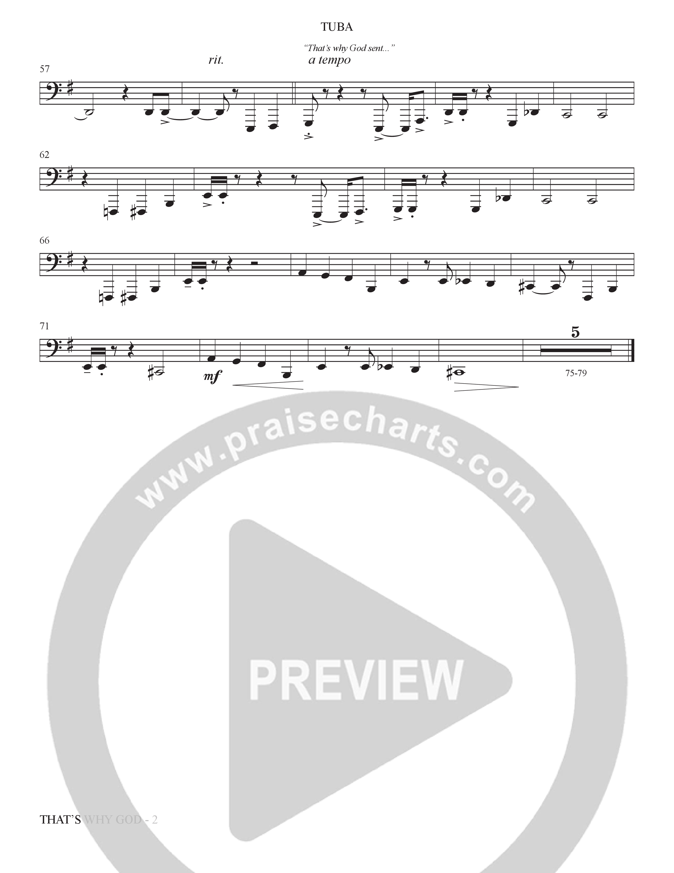That's Why God (Choral Anthem SATB) Tuba (The Brooklyn Tabernacle Choir / Arr. Carol Cymbala / Orch. Bradley Knight)
