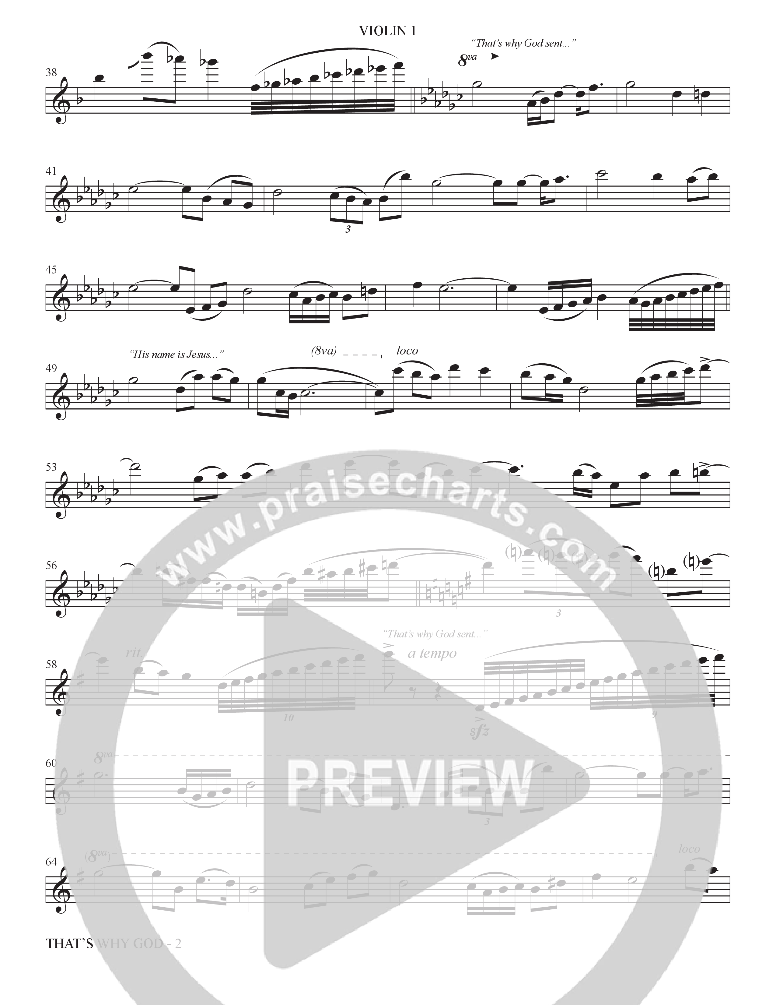 That's Why God (Choral Anthem SATB) Violin 1 (The Brooklyn Tabernacle Choir / Arr. Carol Cymbala / Orch. Bradley Knight)