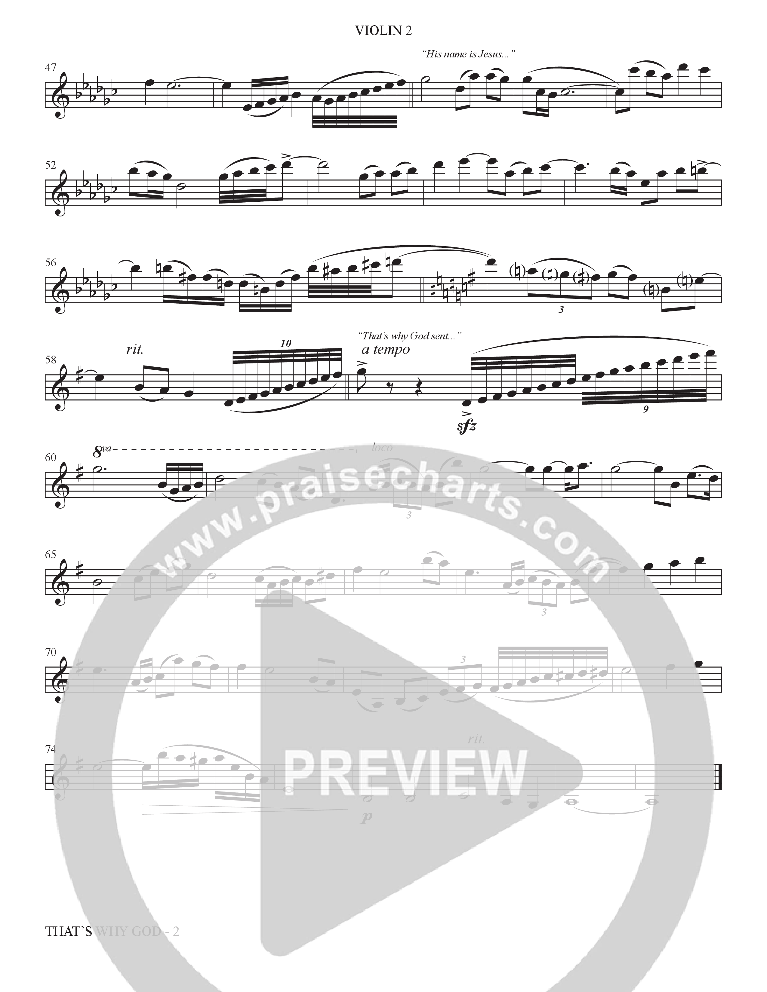 That's Why God (Choral Anthem SATB) Violin 2 (The Brooklyn Tabernacle Choir / Arr. Carol Cymbala / Orch. Bradley Knight)